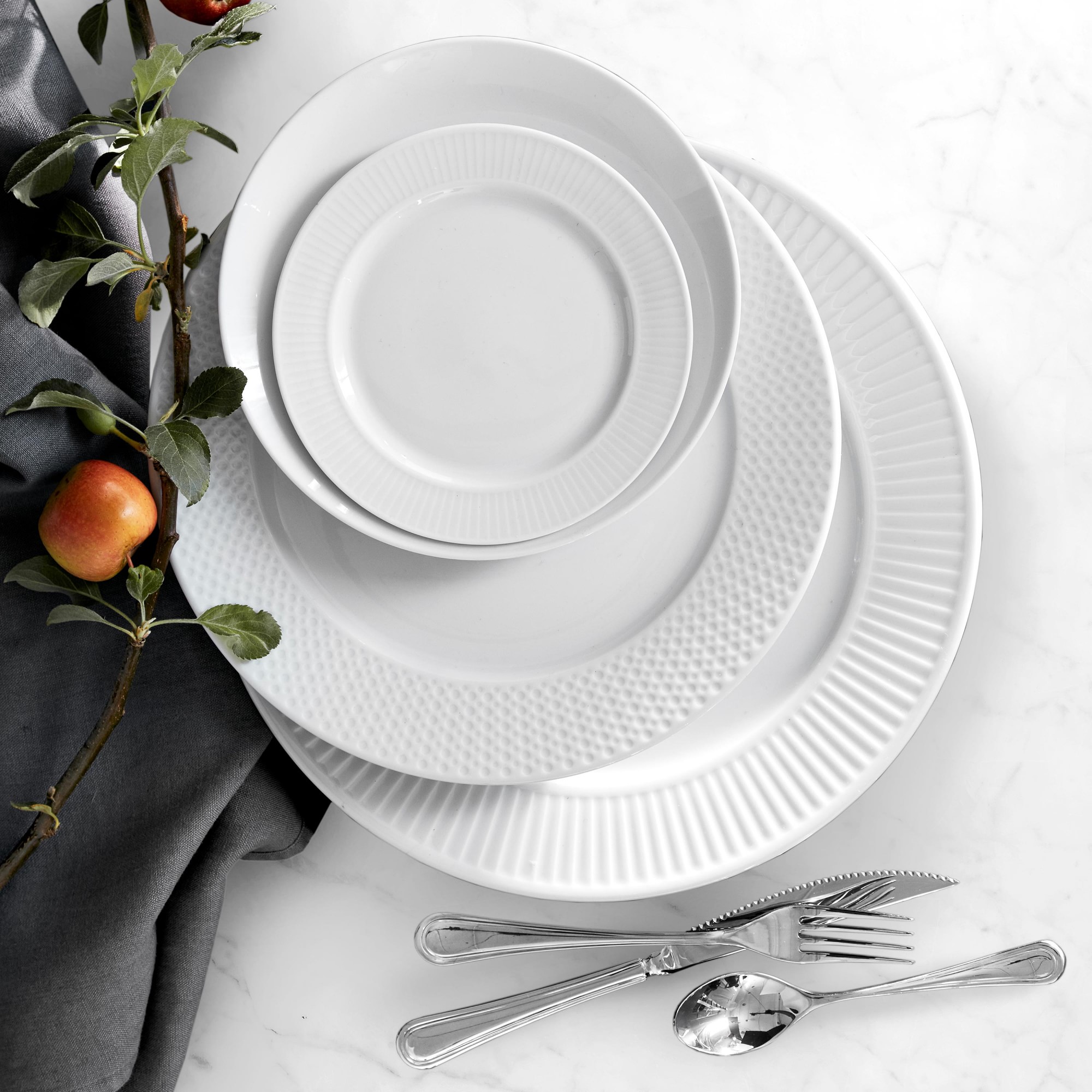 Pillivuyt Plisse Bread & Butter Plates, Set of 4