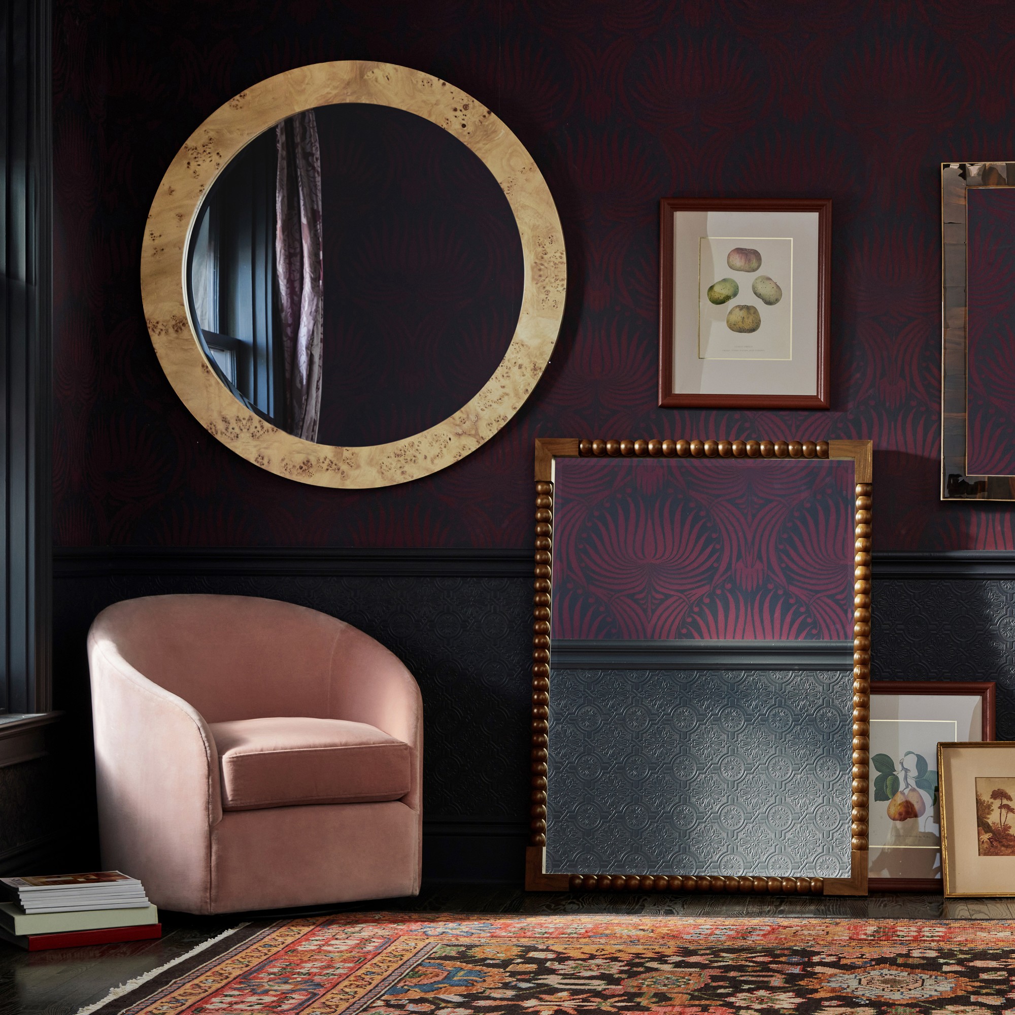 Sheila Bridges x Williams Sonoma Home Turned Walnut Mirror