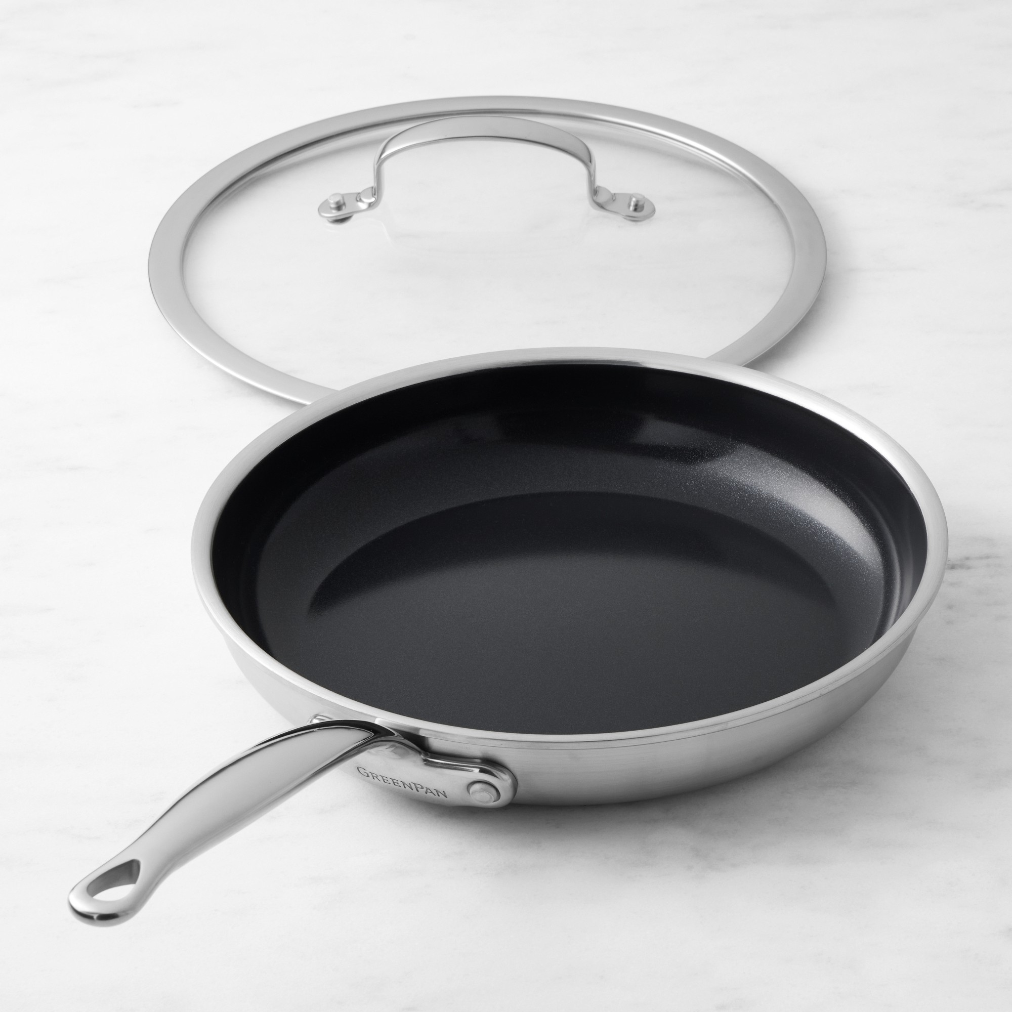 GreenPan™ Premiere Stainless-Steel Ceramic Nonstick Covered Fry Pan, 10