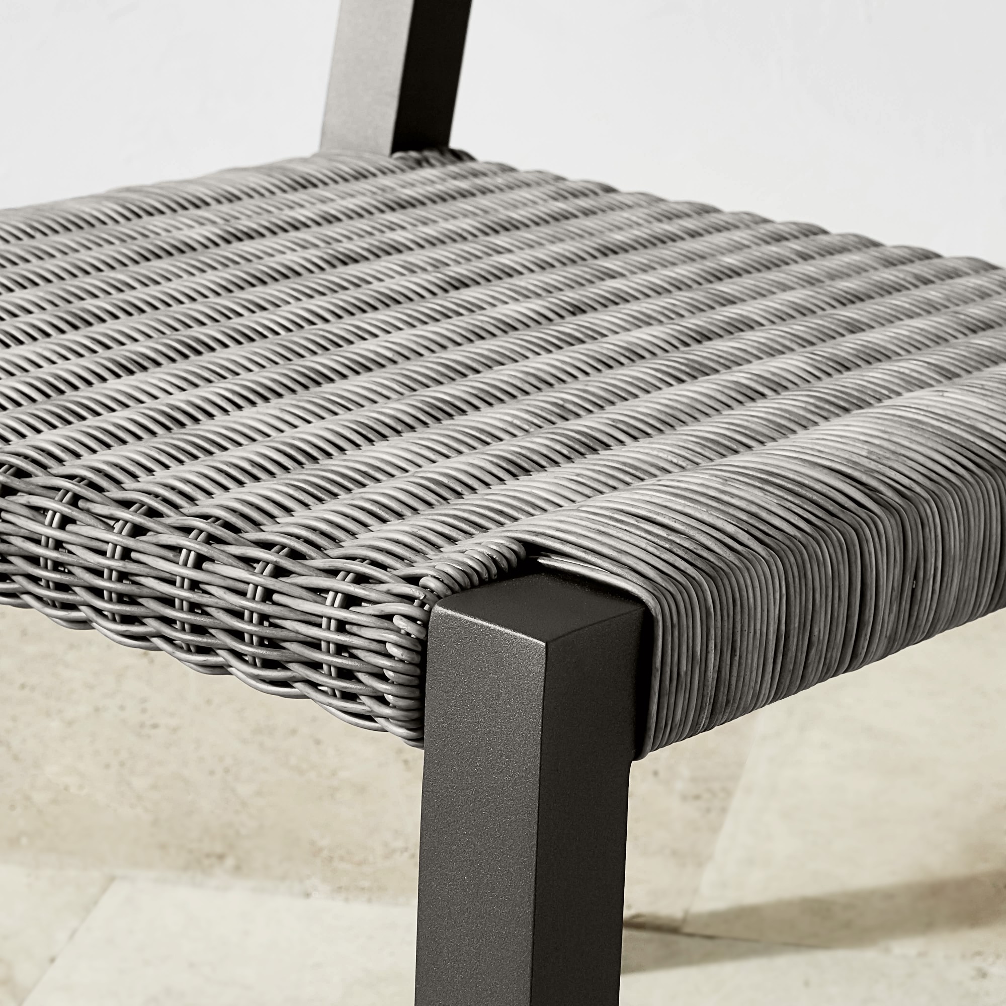 Larnaca Outdoor Slate Grey Metal x All-Weather Weave Dining Side Chair