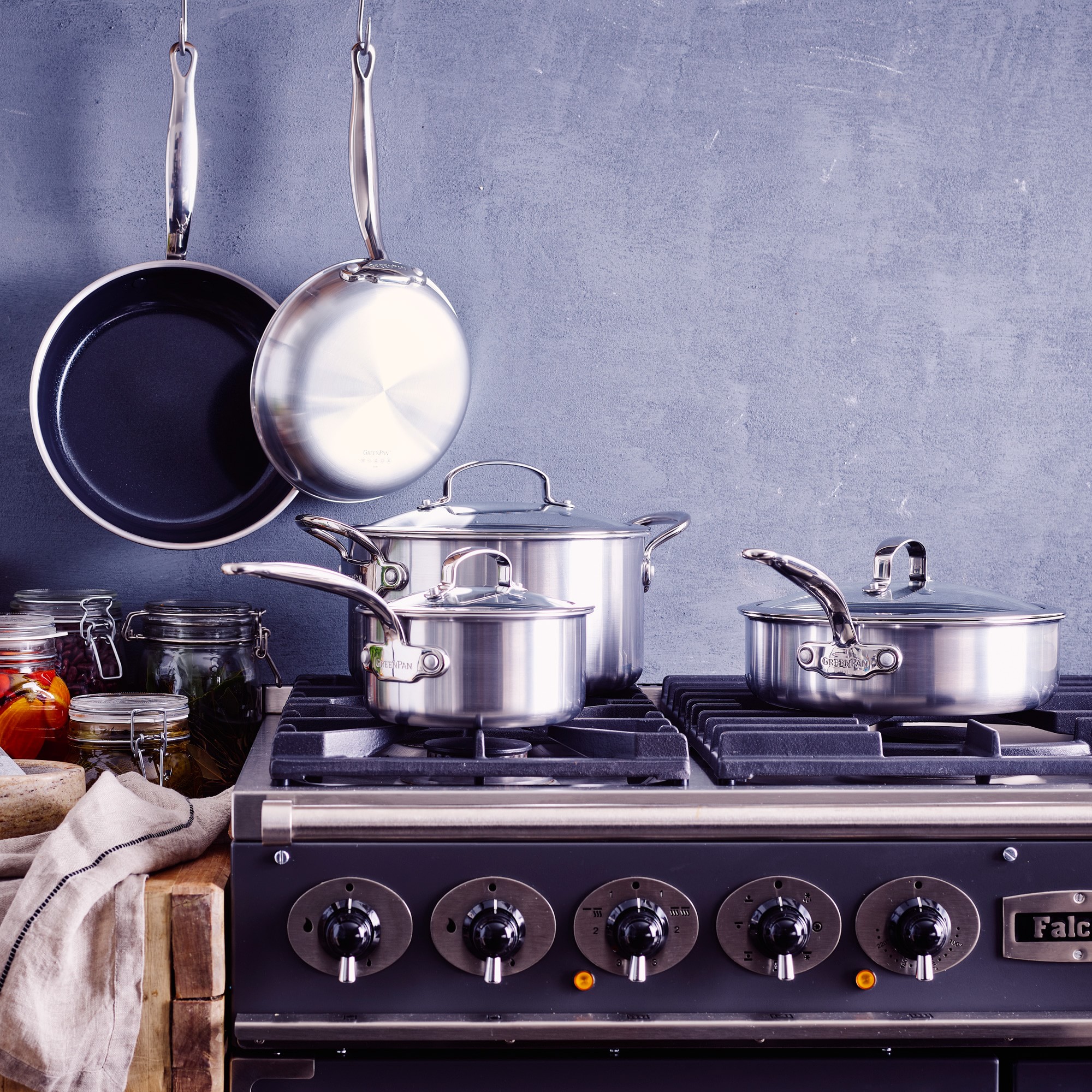 GreenPan™ Premiere Stainless-Steel Ceramic Nonstick 11-Piece Cookware Set