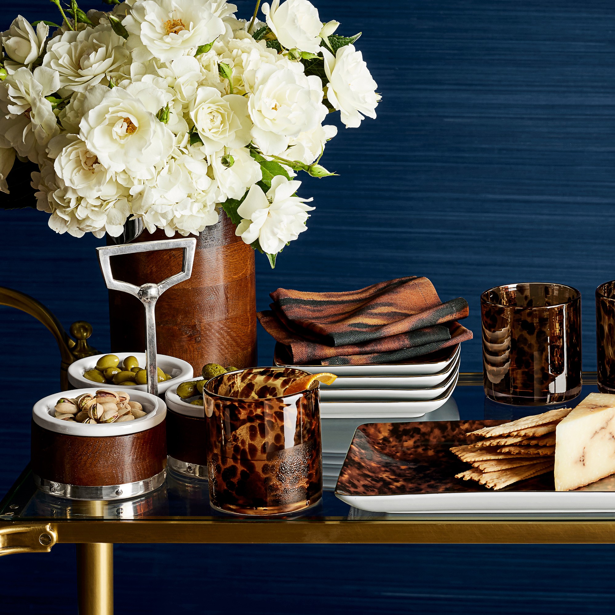 Marlo Thomas x Williams Sonoma Tortoise Shell Cocktails Napkins, Set of 4