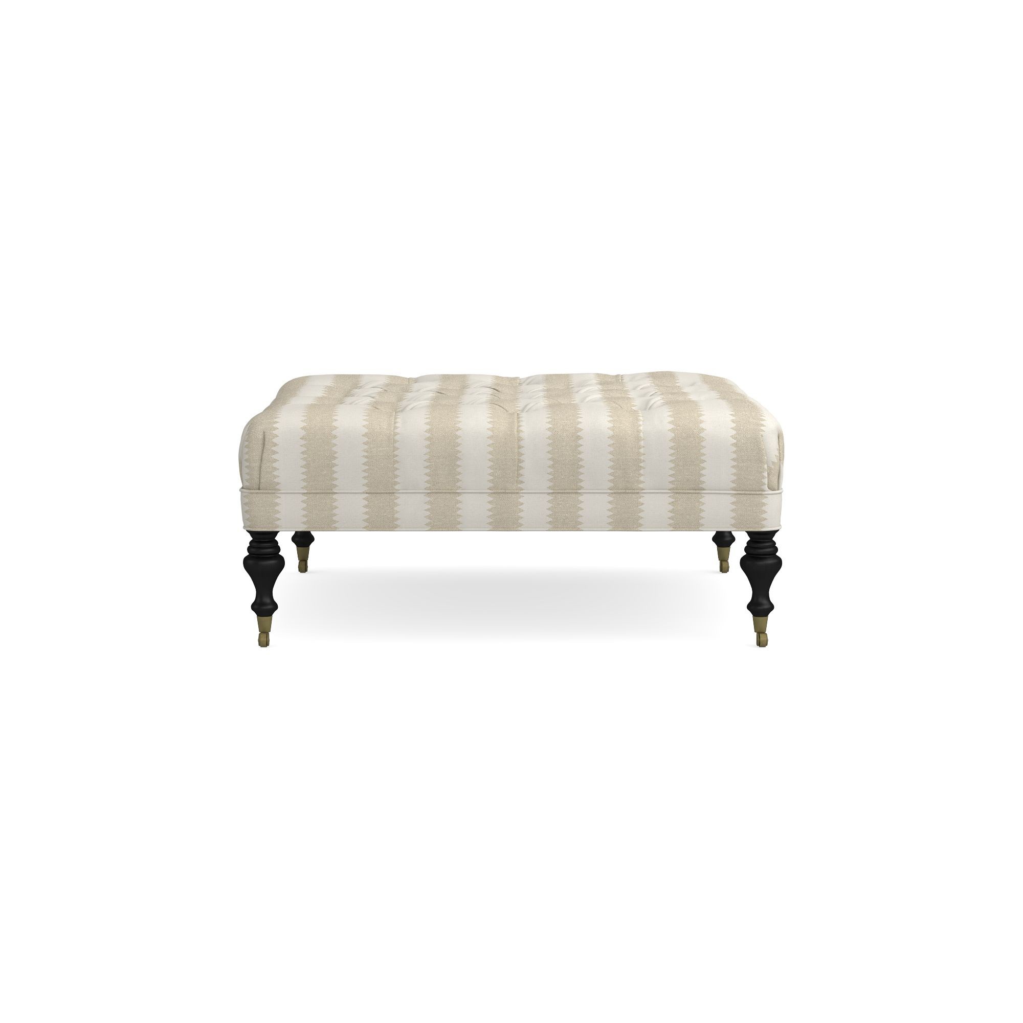Fairfax Square Ottoman, Turned Leg with Tufted Top (26