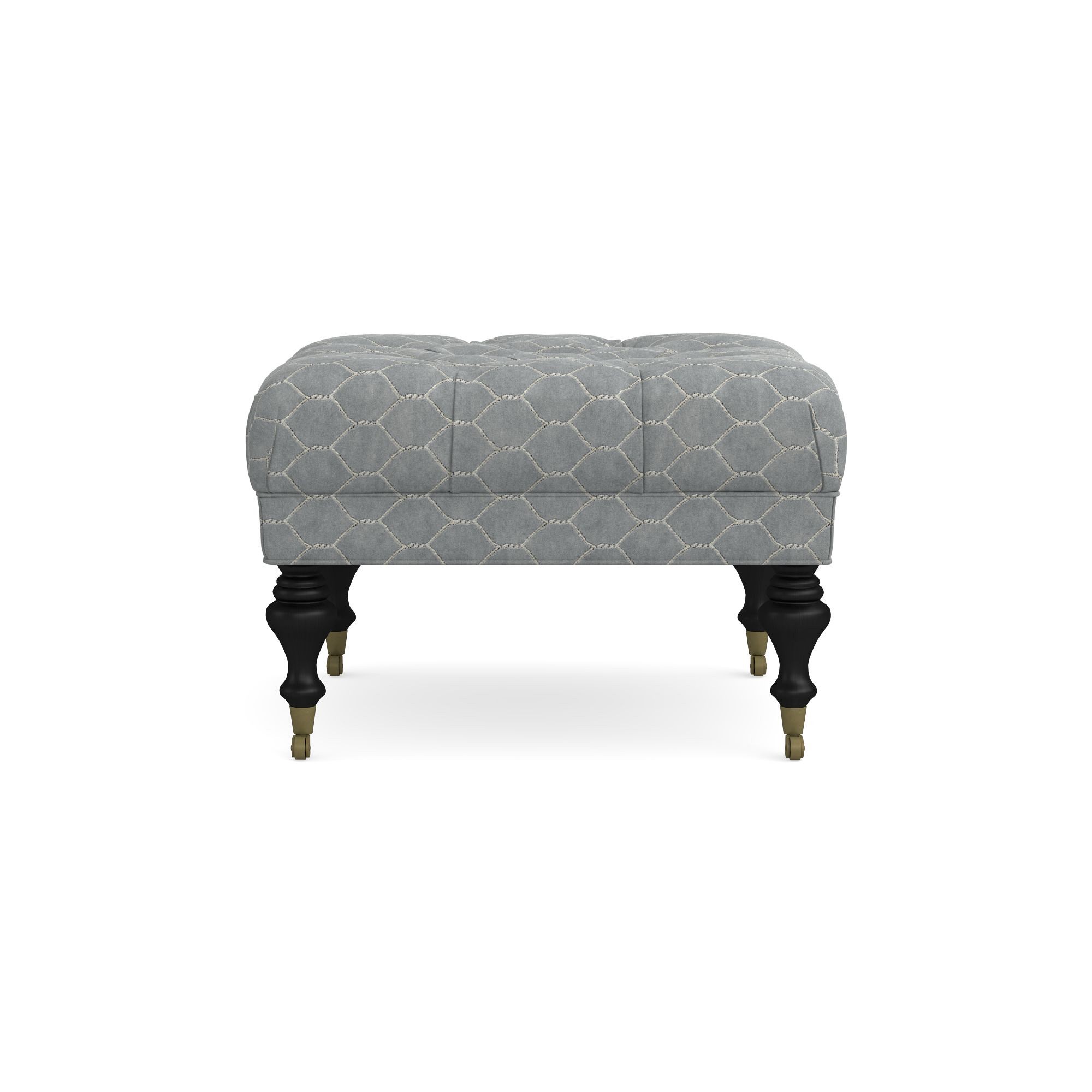 Fairfax Square Ottoman, Turned Leg with Tufted Top (26
