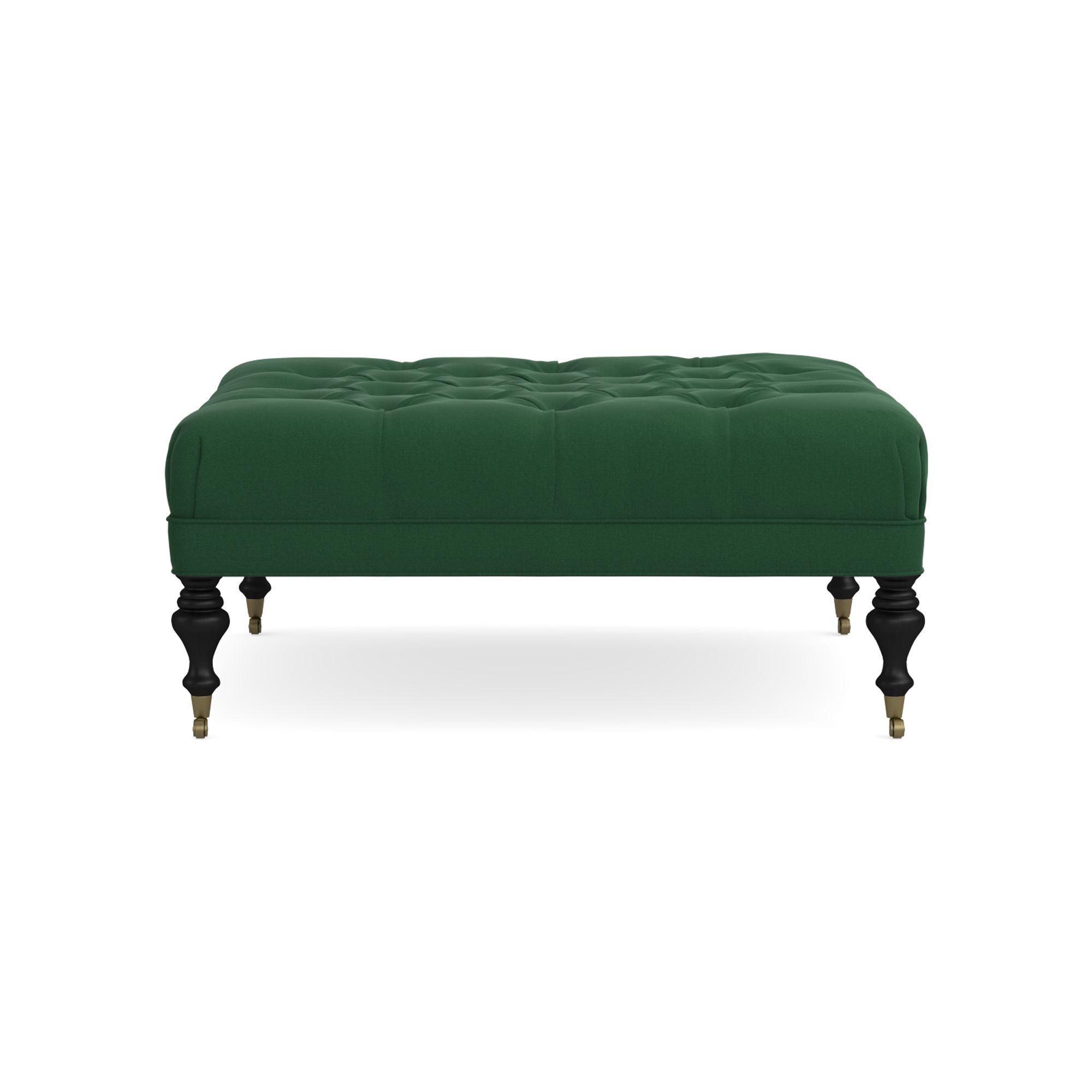 Fairfax Square Ottoman, Turned Leg with Tufted Top (26
