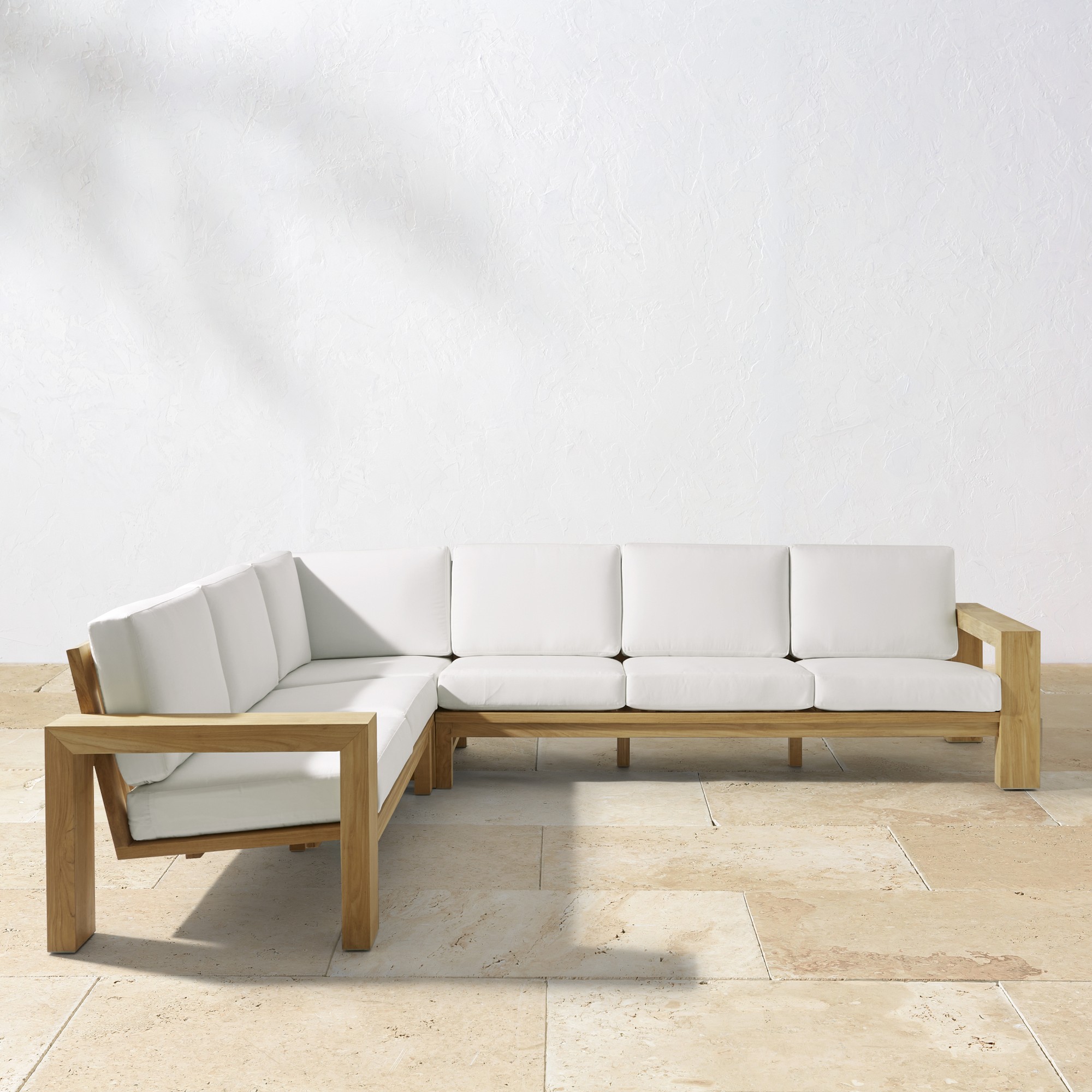 Larnaca Outdoor Natural Teak Customizable Sectional (62