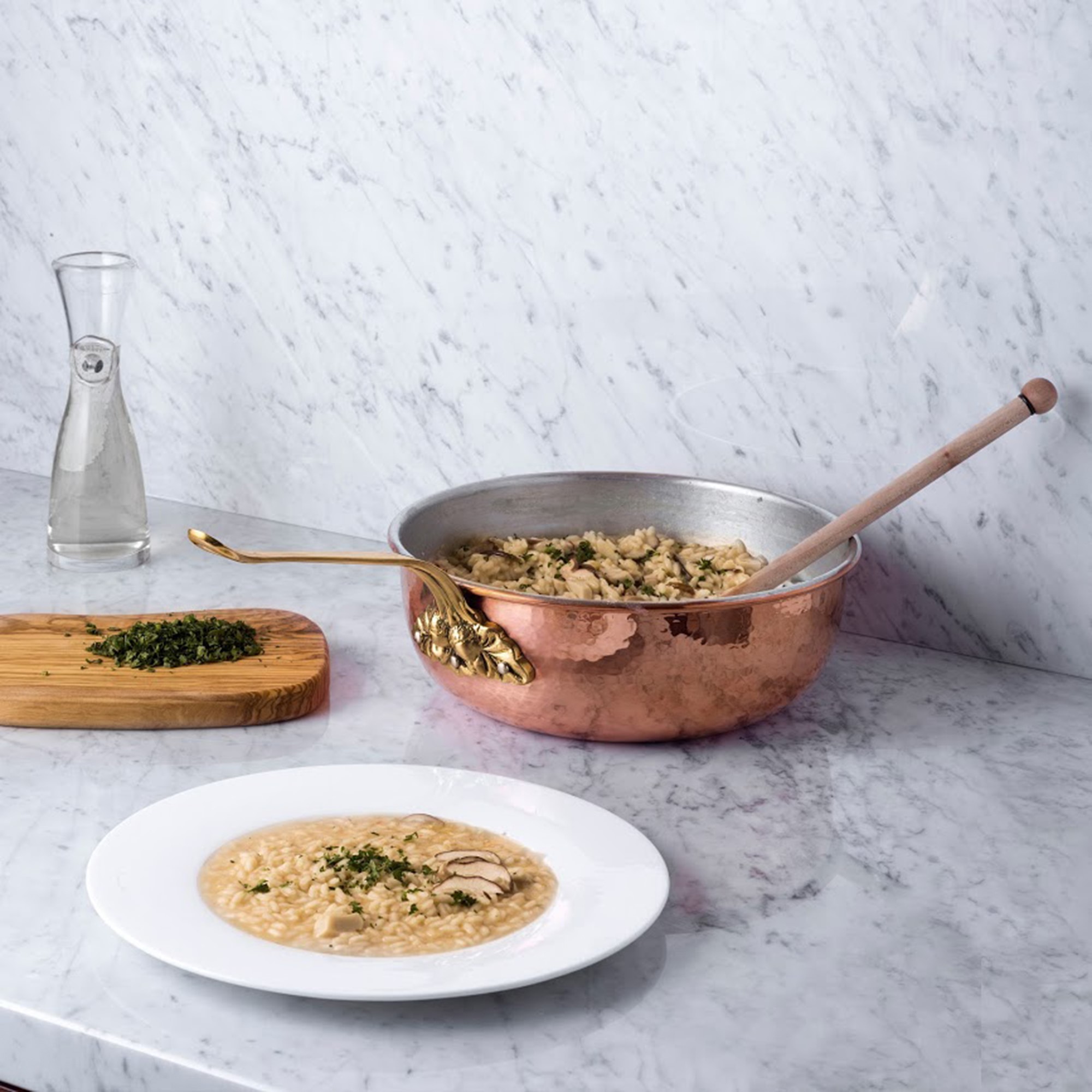 Ruffoni Historia Hammered Copper Chef’s Pan with Acorn Handle and Risotto Spoon