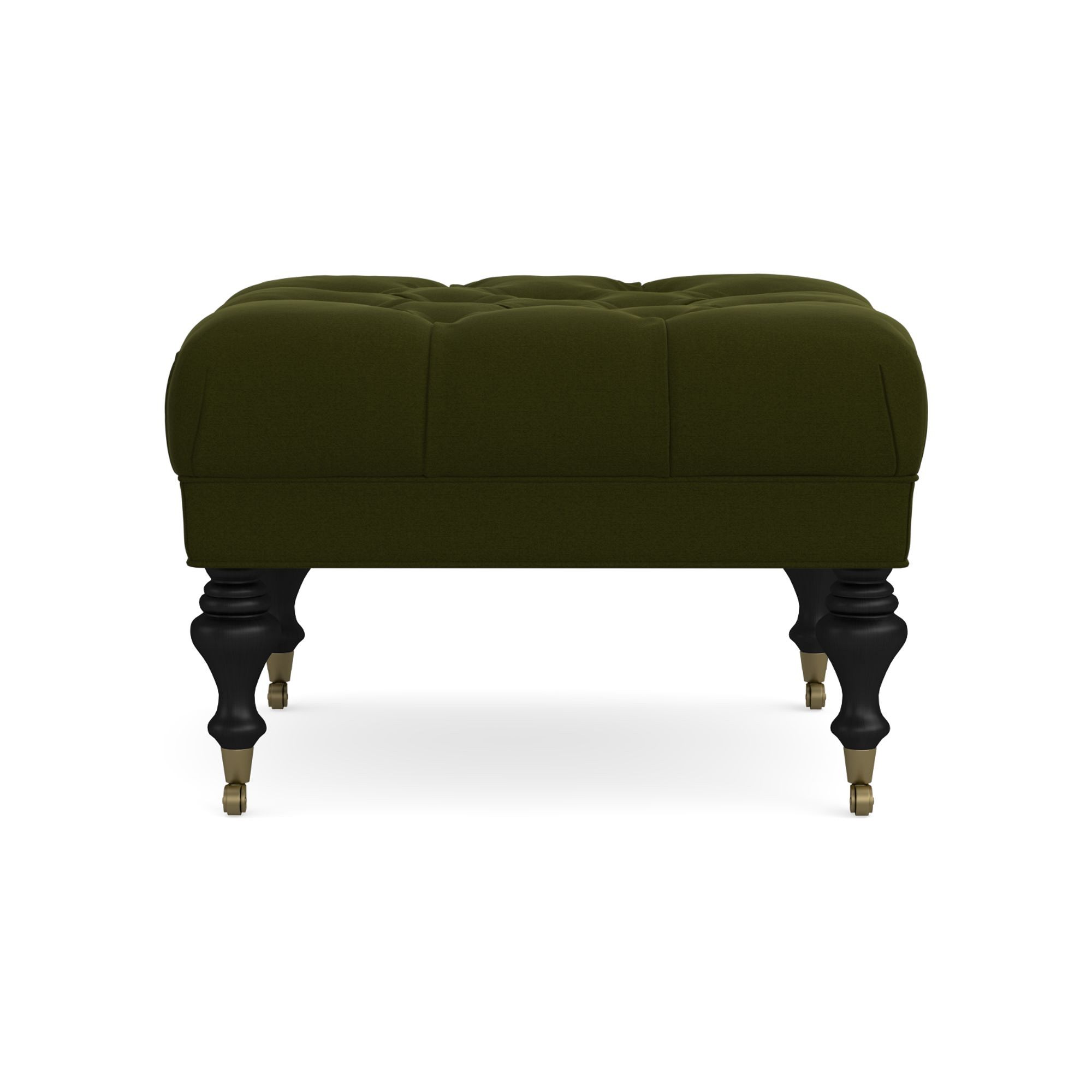 Fairfax Square Ottoman, Turned Leg with Tufted Top (26