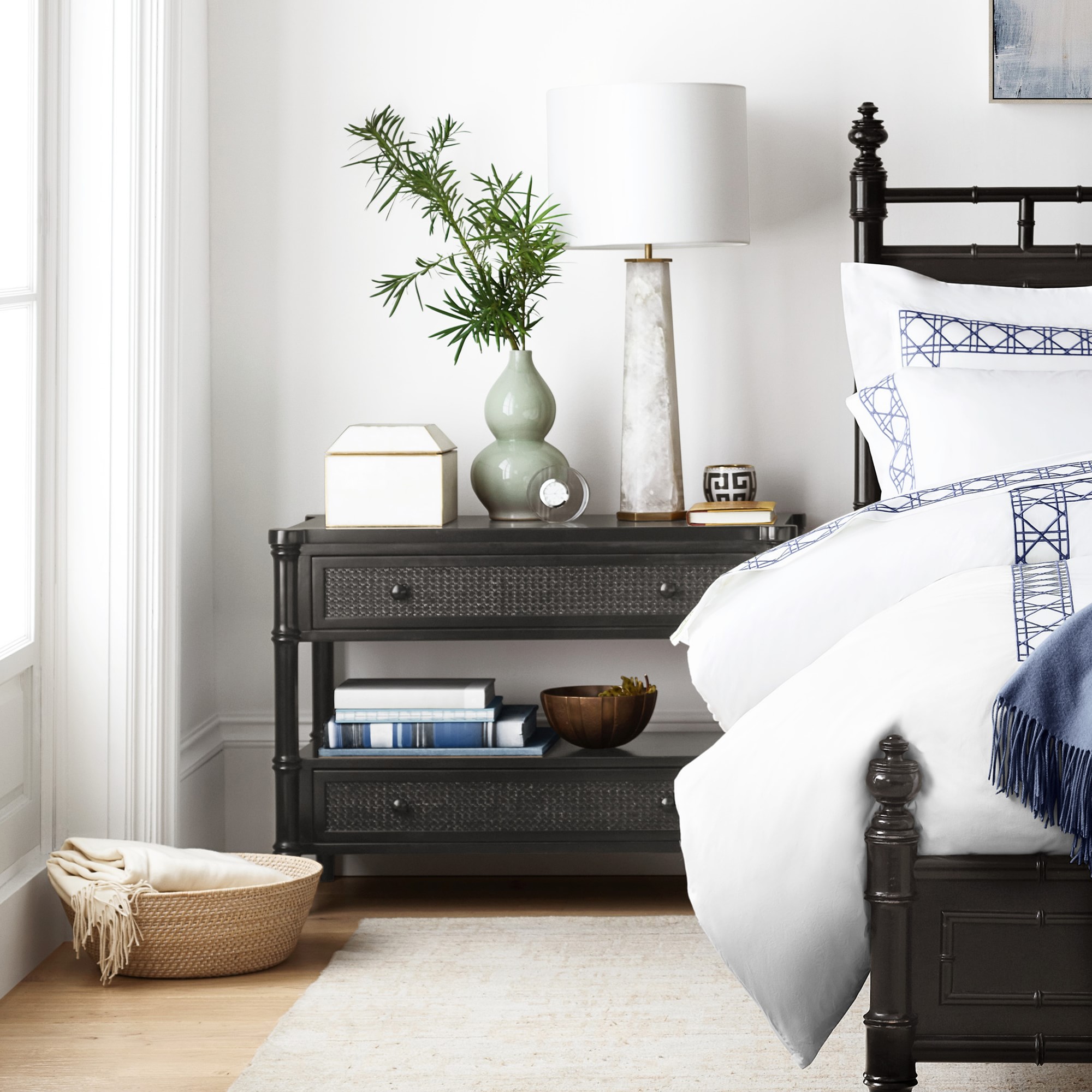Cane 2-Drawer Nightstand (36