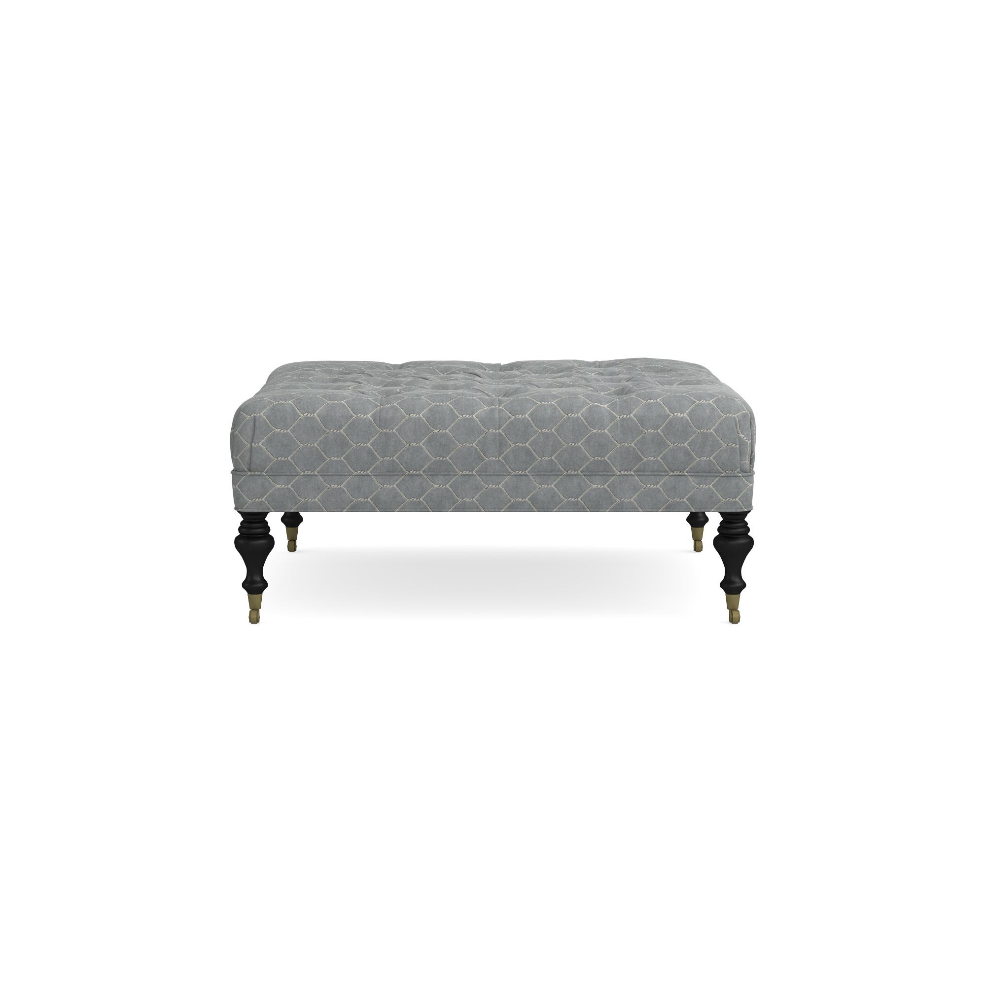 Fairfax Square Ottoman, Turned Leg with Tufted Top (26