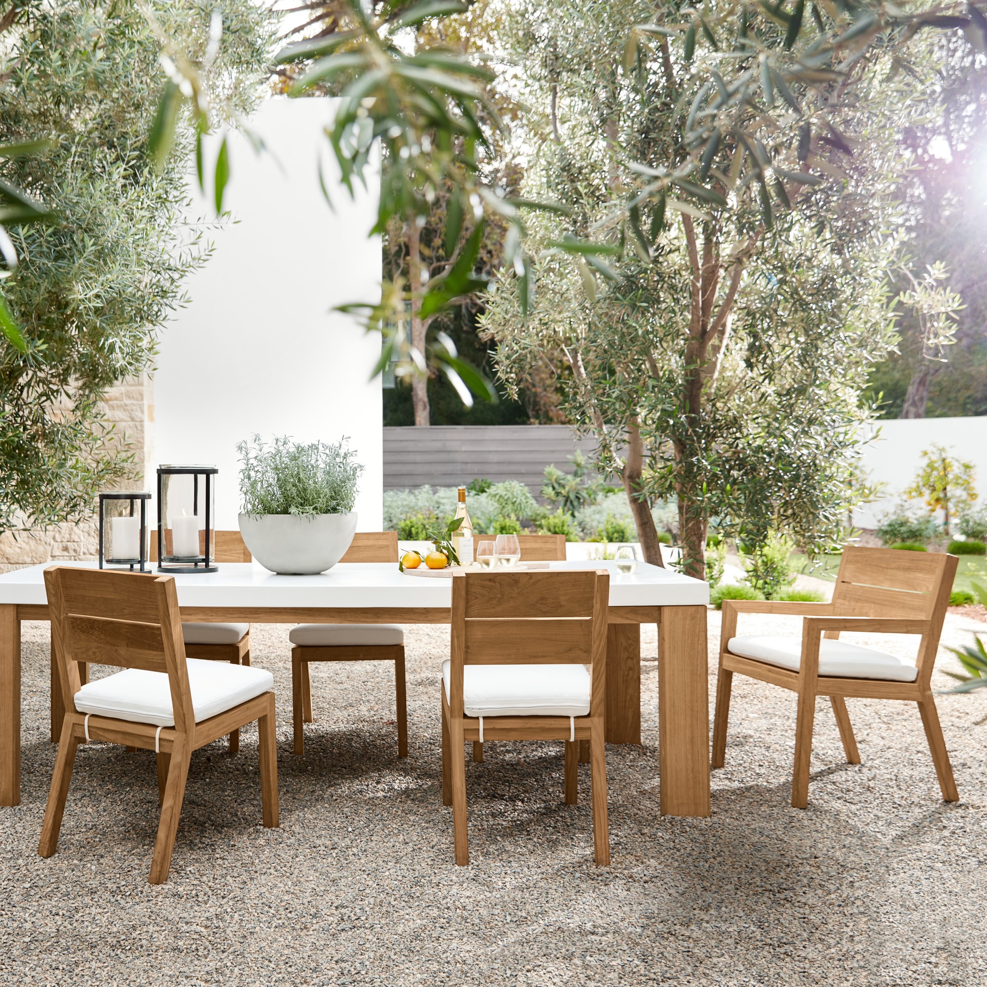 Larnaca Outdoor Teak Fiberstone Dining Table (96
