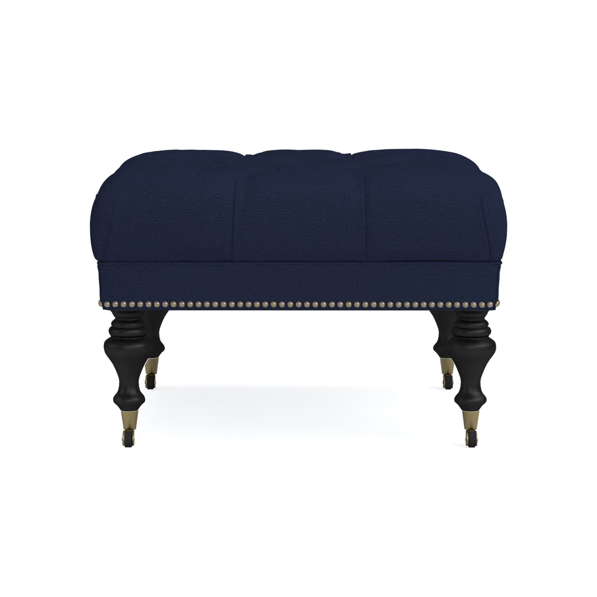 Fairfax Square Ottoman, Turned Leg with Tufted Top (26