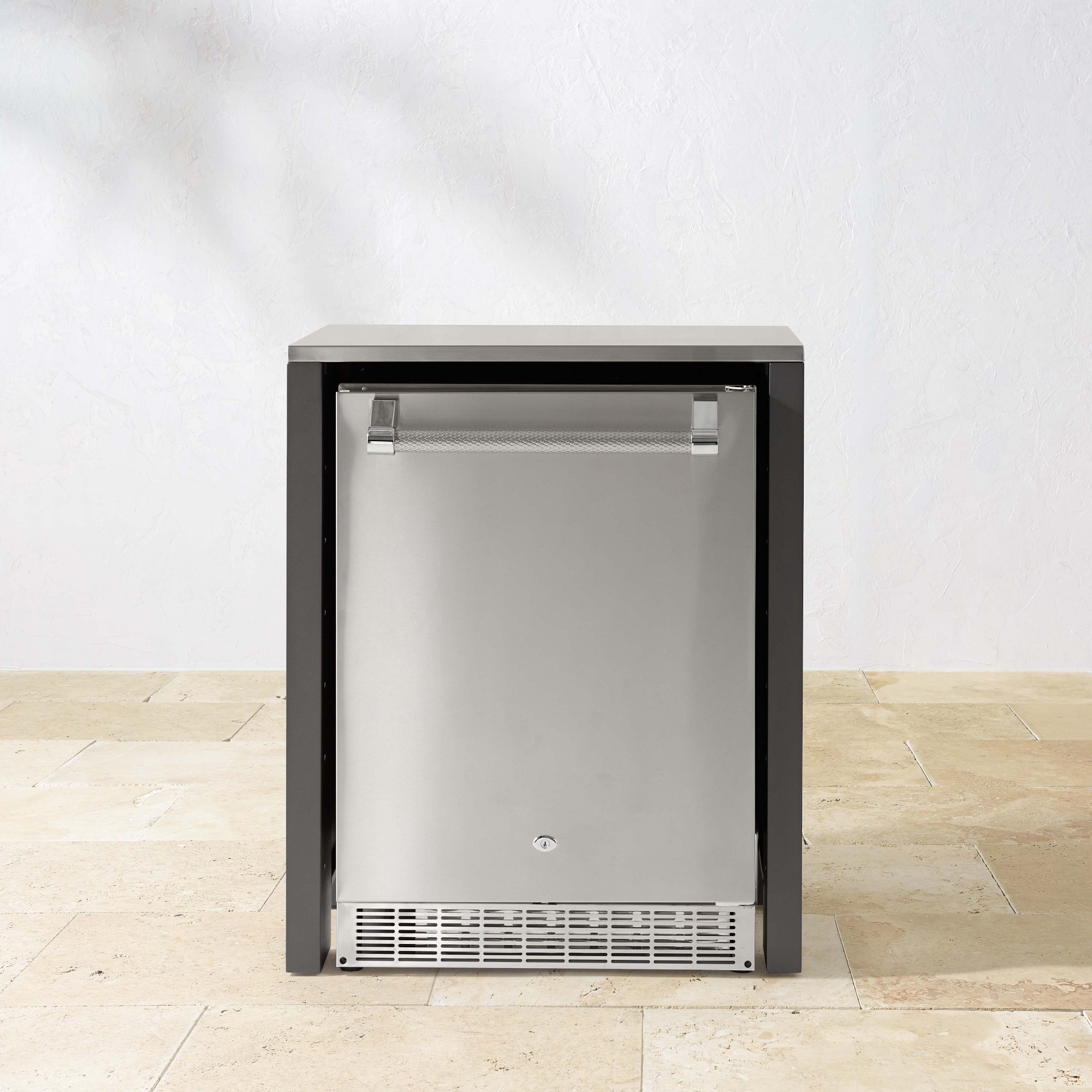 Larnaca Slate Grey Metal Kitchen Convertible Refrigerator Cabinet