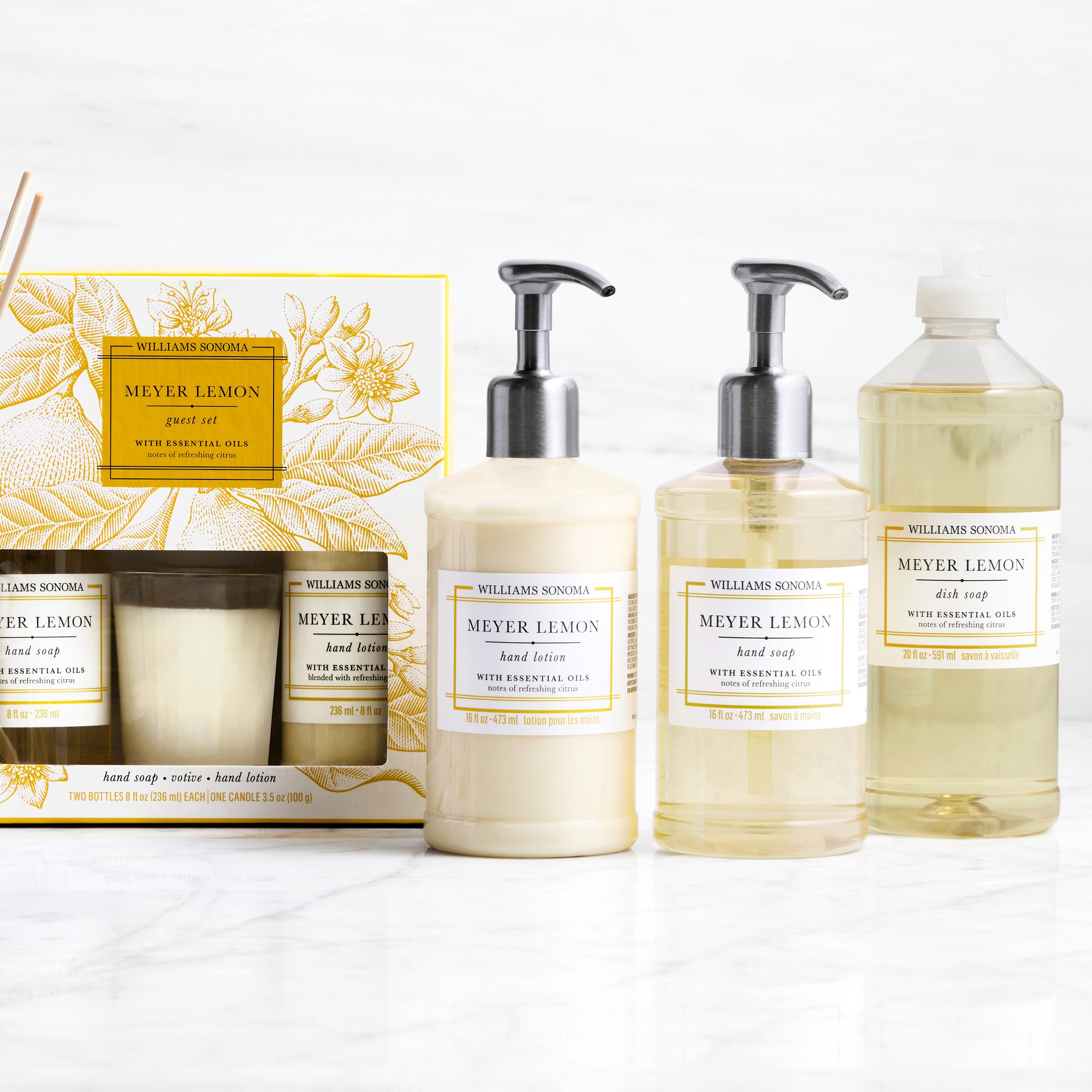 Williams Sonoma Meyer Lemon Hand Soap & Lotion 3-Piece Set