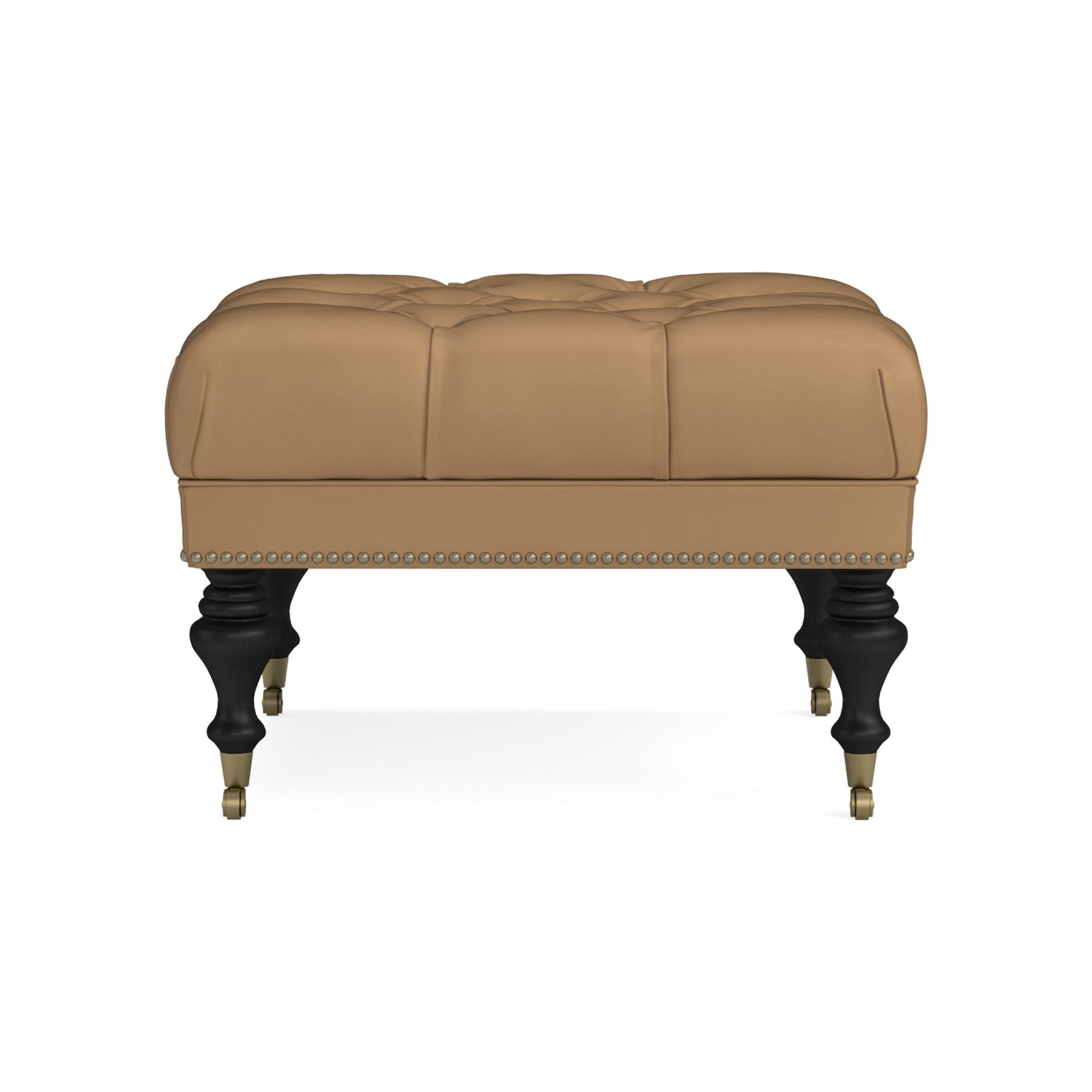 Fairfax Square Ottoman, Turned Leg with Tufted Top (26