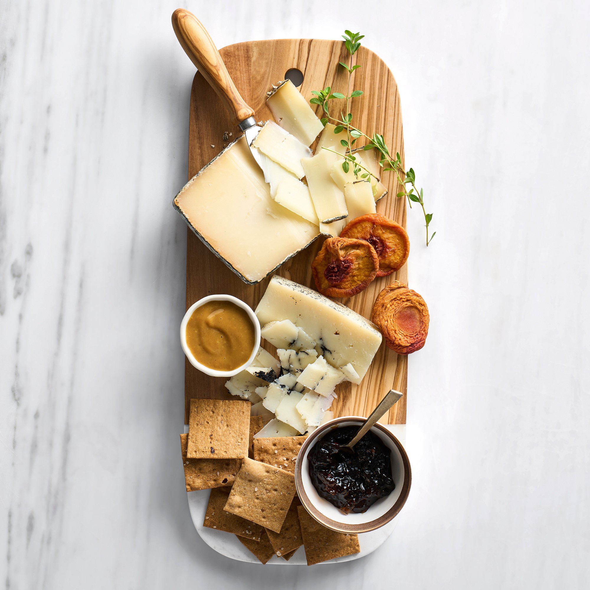 Olivewood & White Marble Rectangular Cheese Board