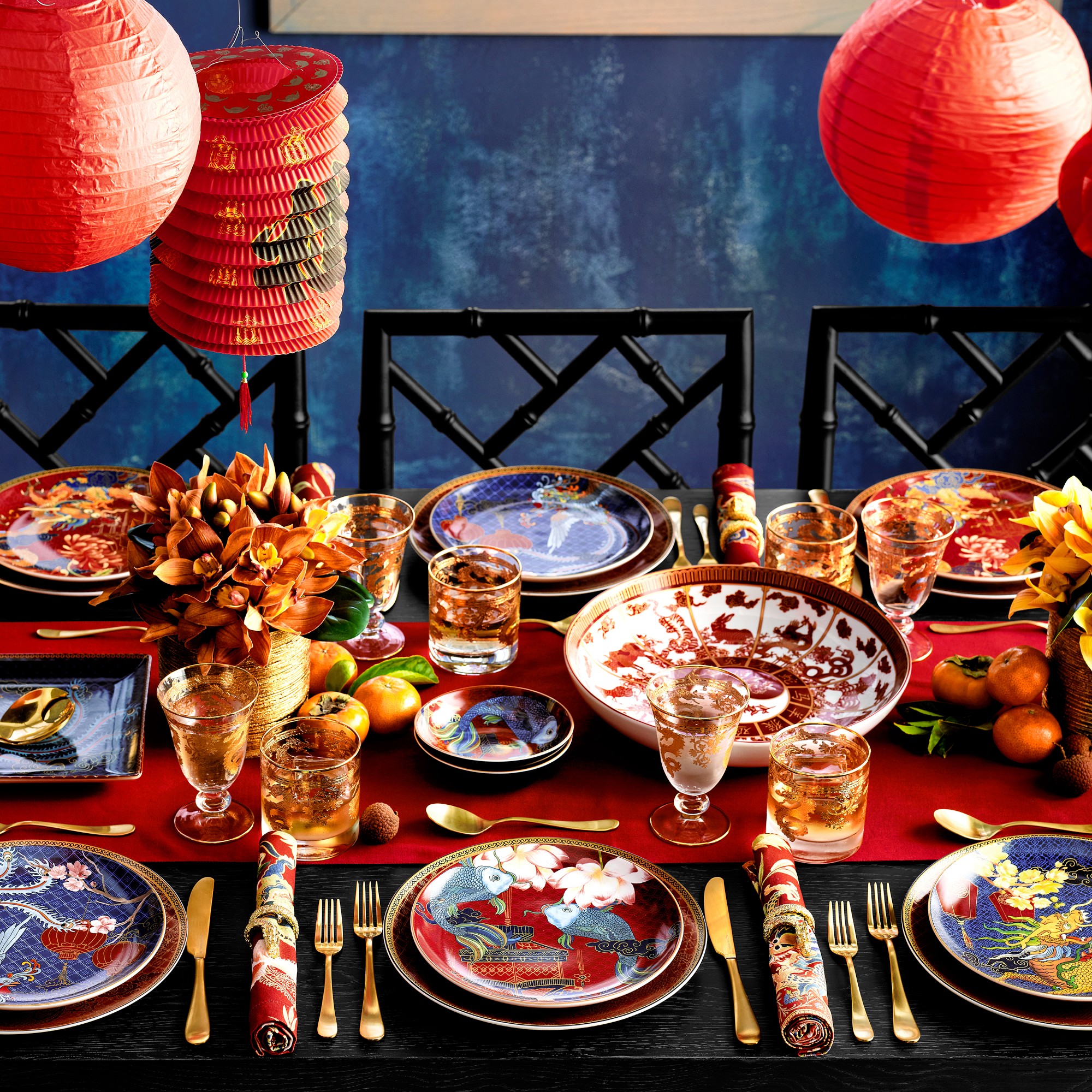 Gold Dragon Double Old-Fashioned Glasses