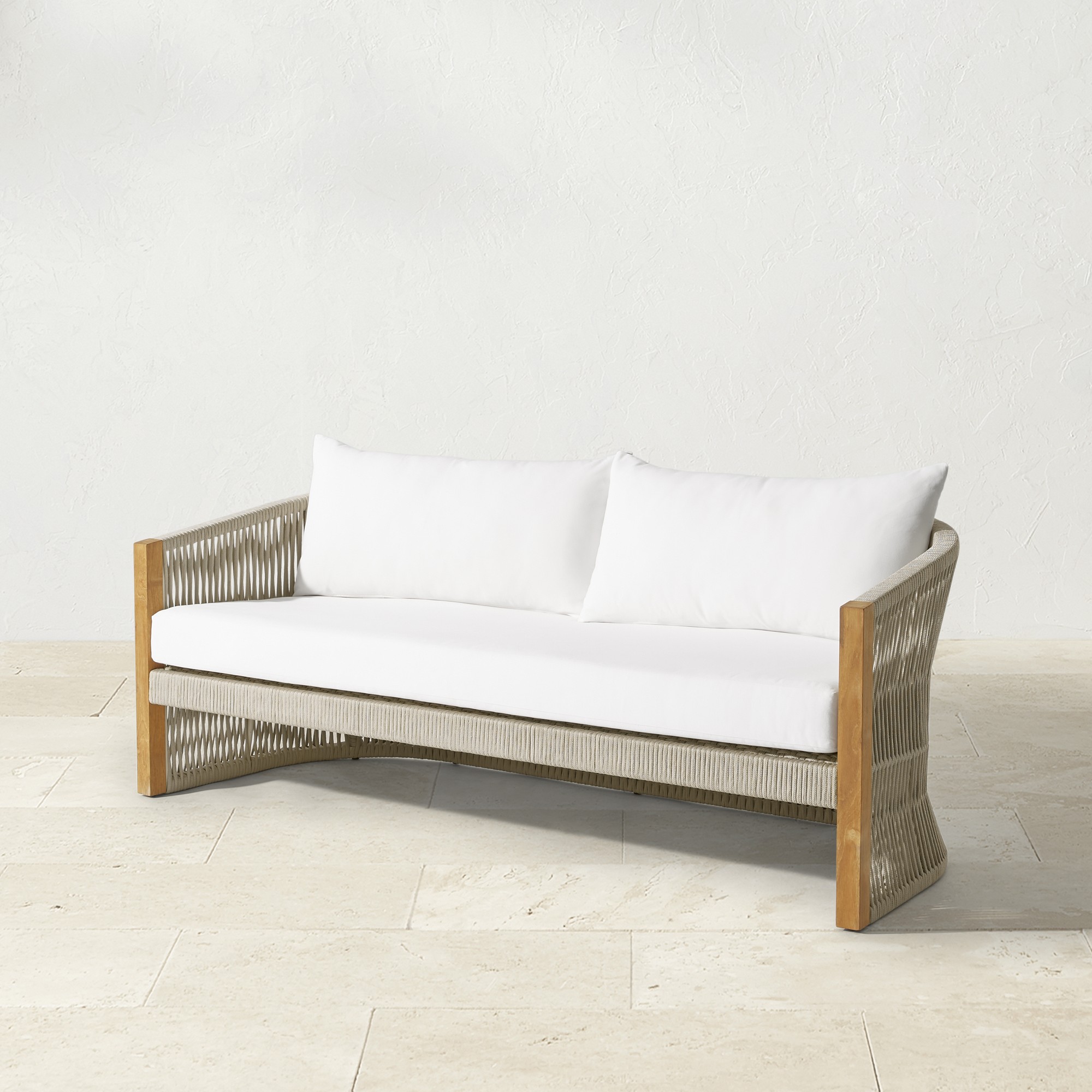 Pasadena Outdoor Teak and Rope Sofa (76