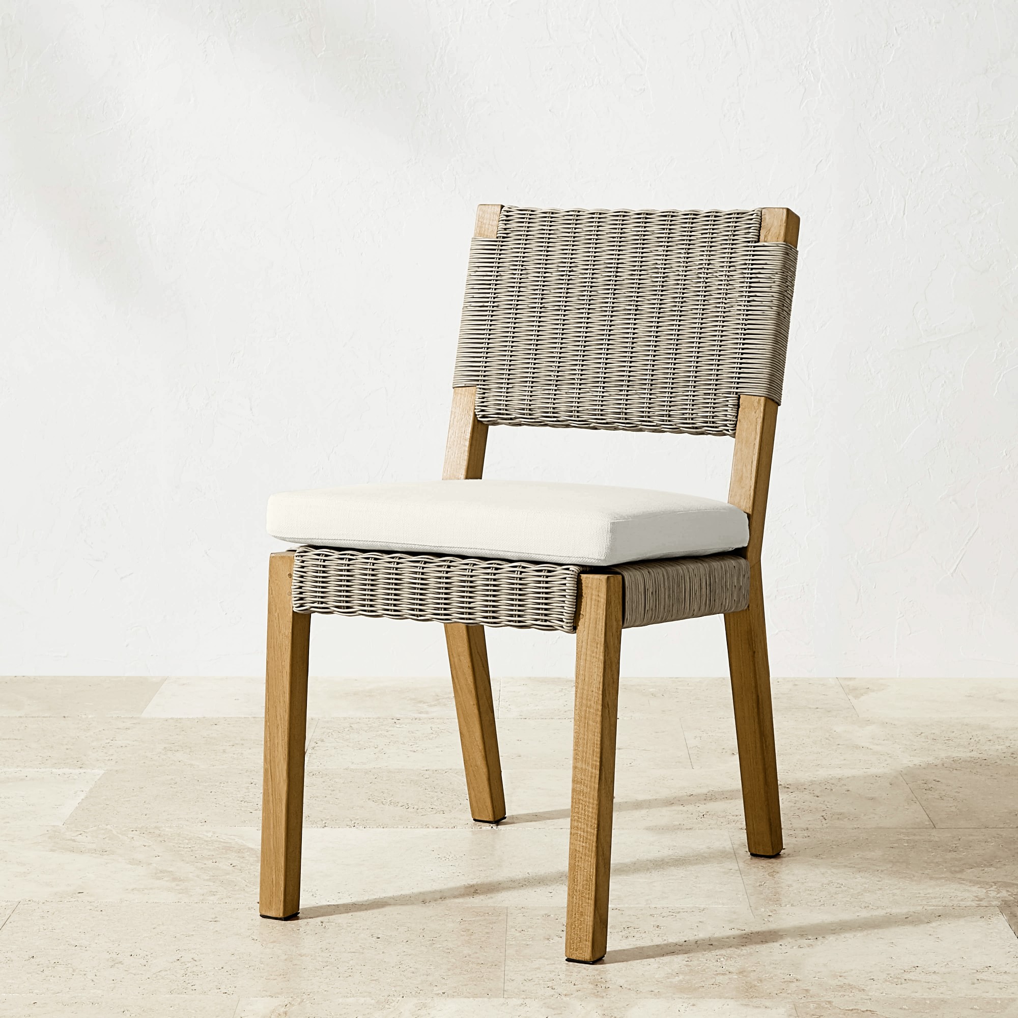 Larnaca Outdoor Natural Teak x All-Weather Weave Dining Side Chair
