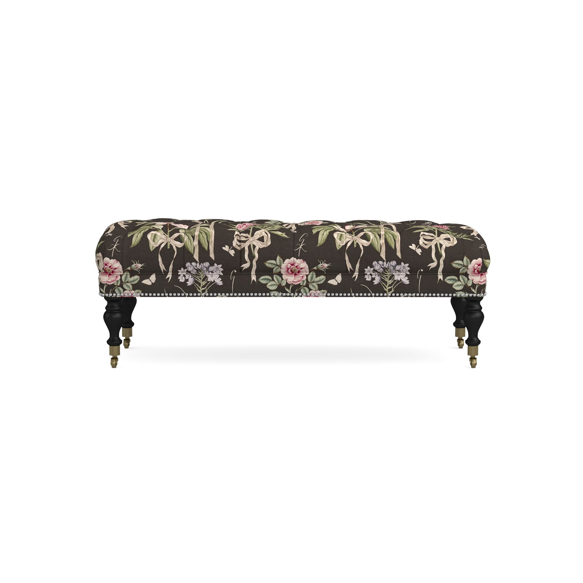 Sanderson x Giles Deacon Fairfax Bench Ottoman, Turned Leg with Tufted Top (26