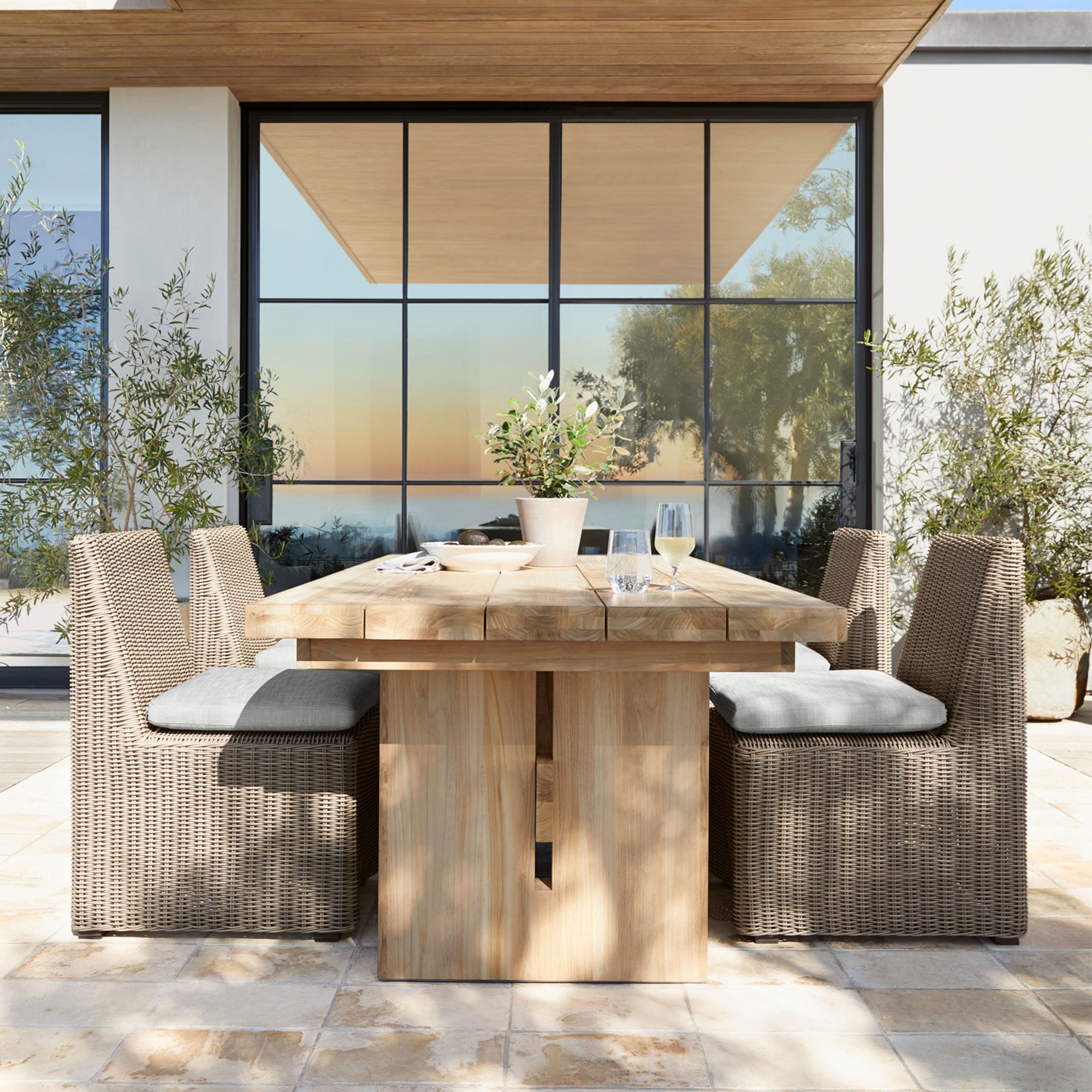 San Clemente Outdoor Natural Teak Rectangular Dining Table (84