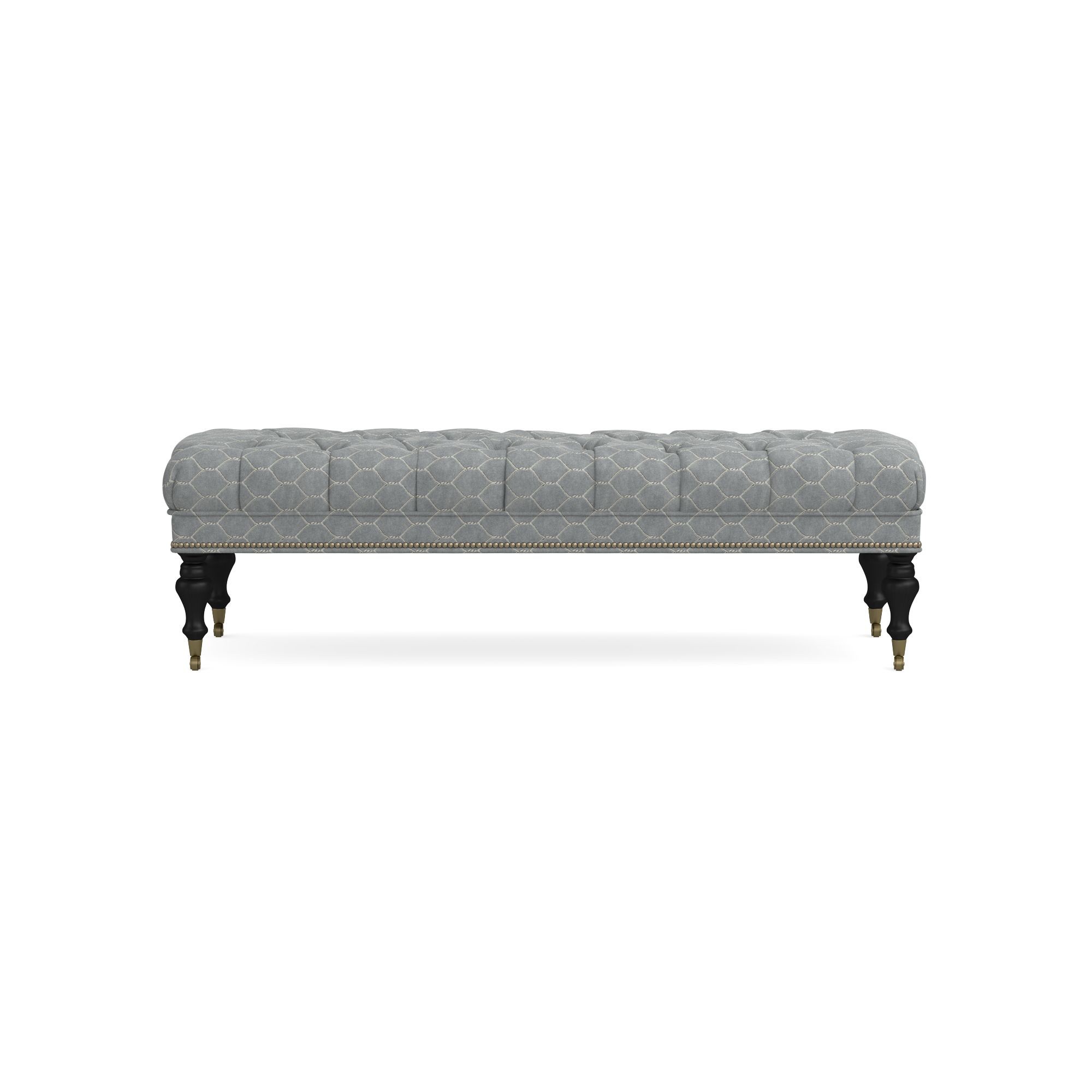 Sanderson x Giles Deacon Fairfax Bench Ottoman, Turned Leg with Tufted Top (26