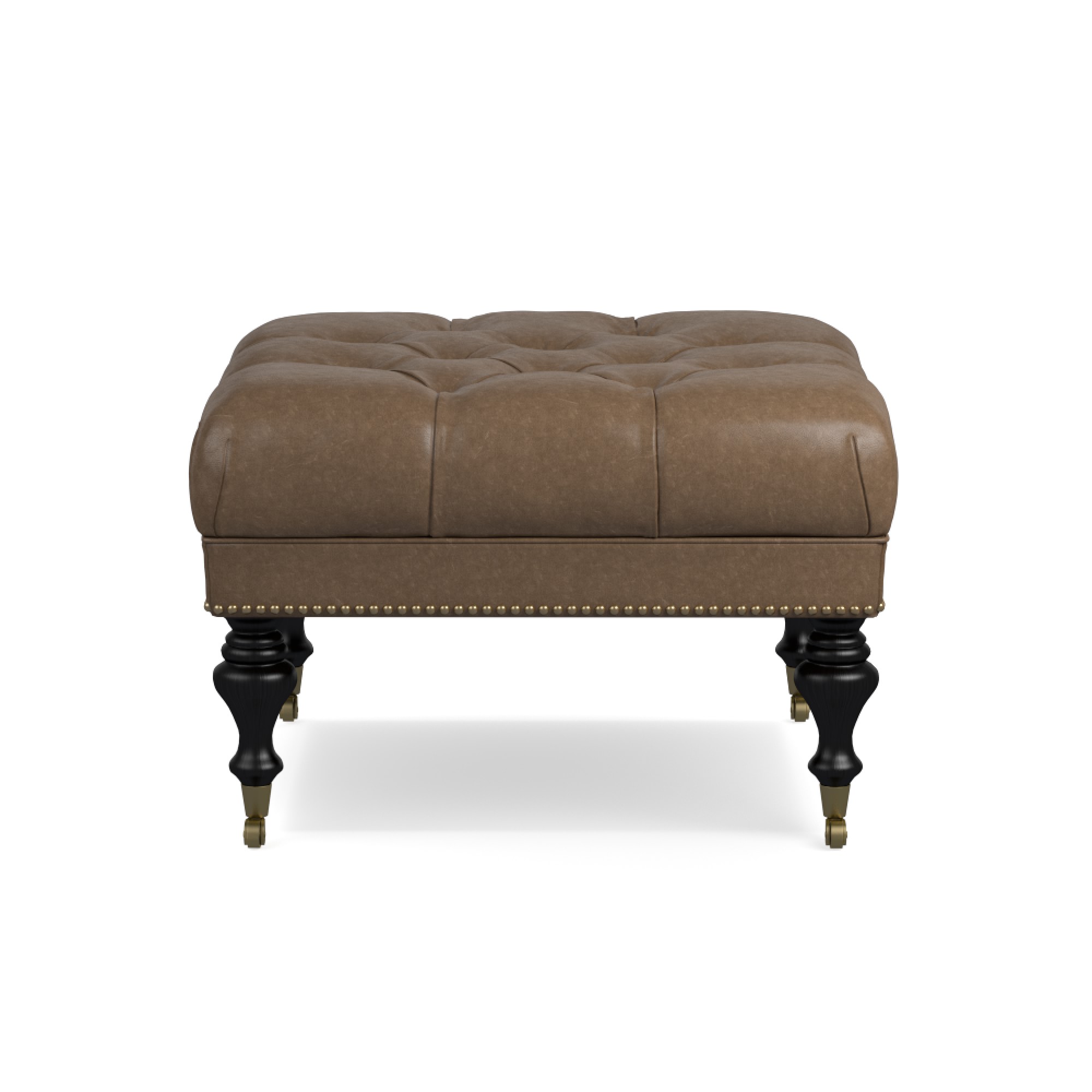 Fairfax Square Ottoman, Turned Leg with Tufted Top (26