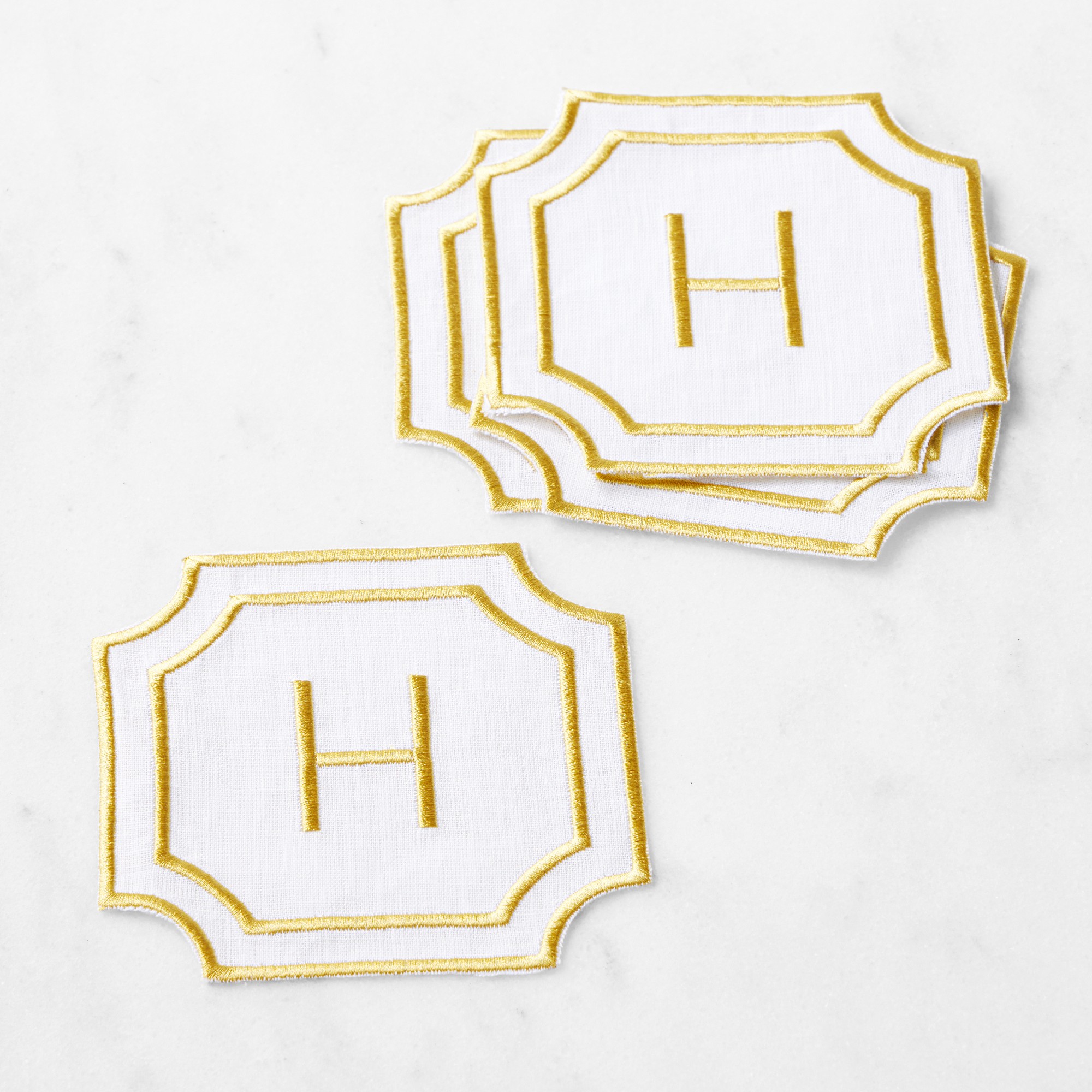 Cartouche Monogram Coasters, Set of 4