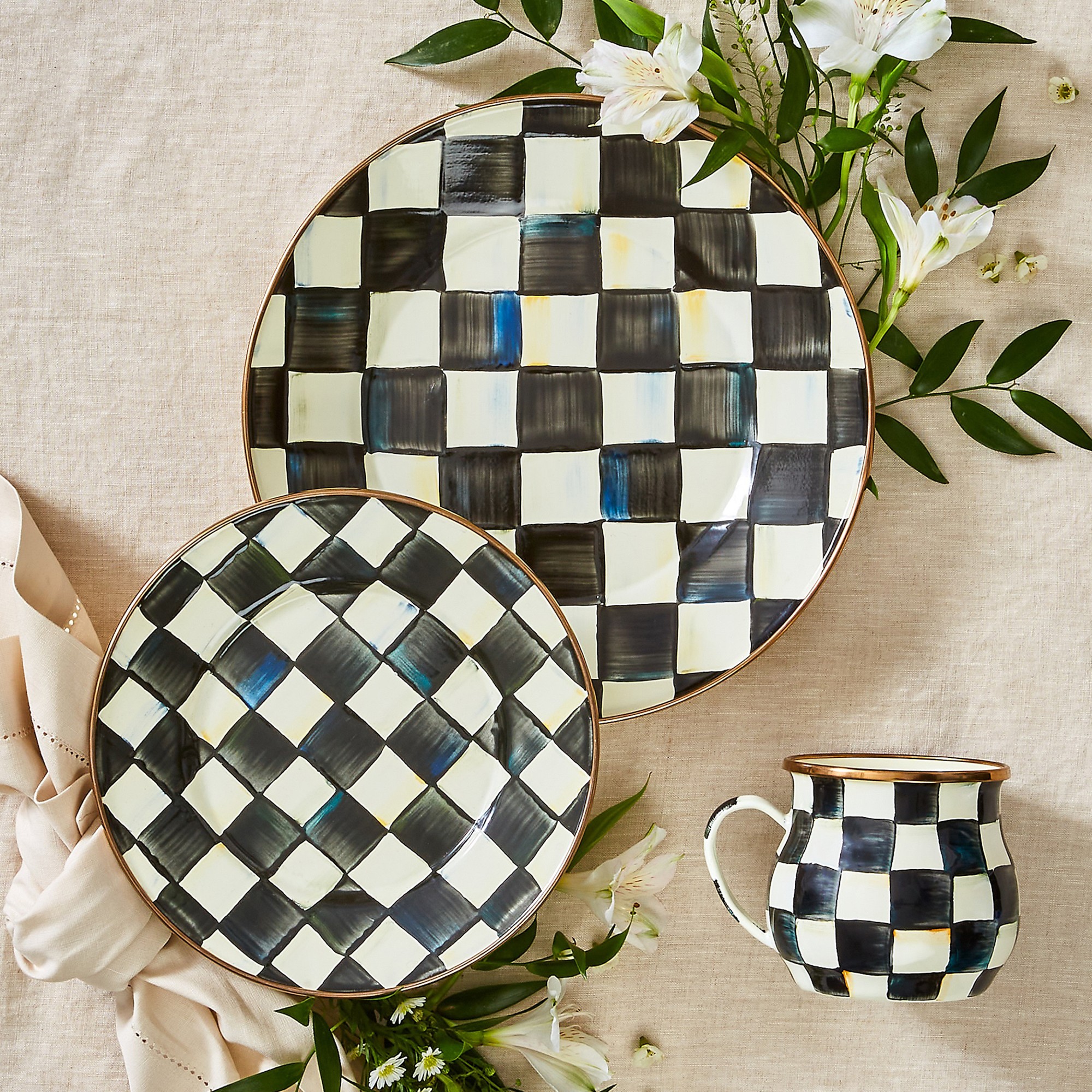 MacKenzie-Childs Courtly Check Salad Plates, Set of 4