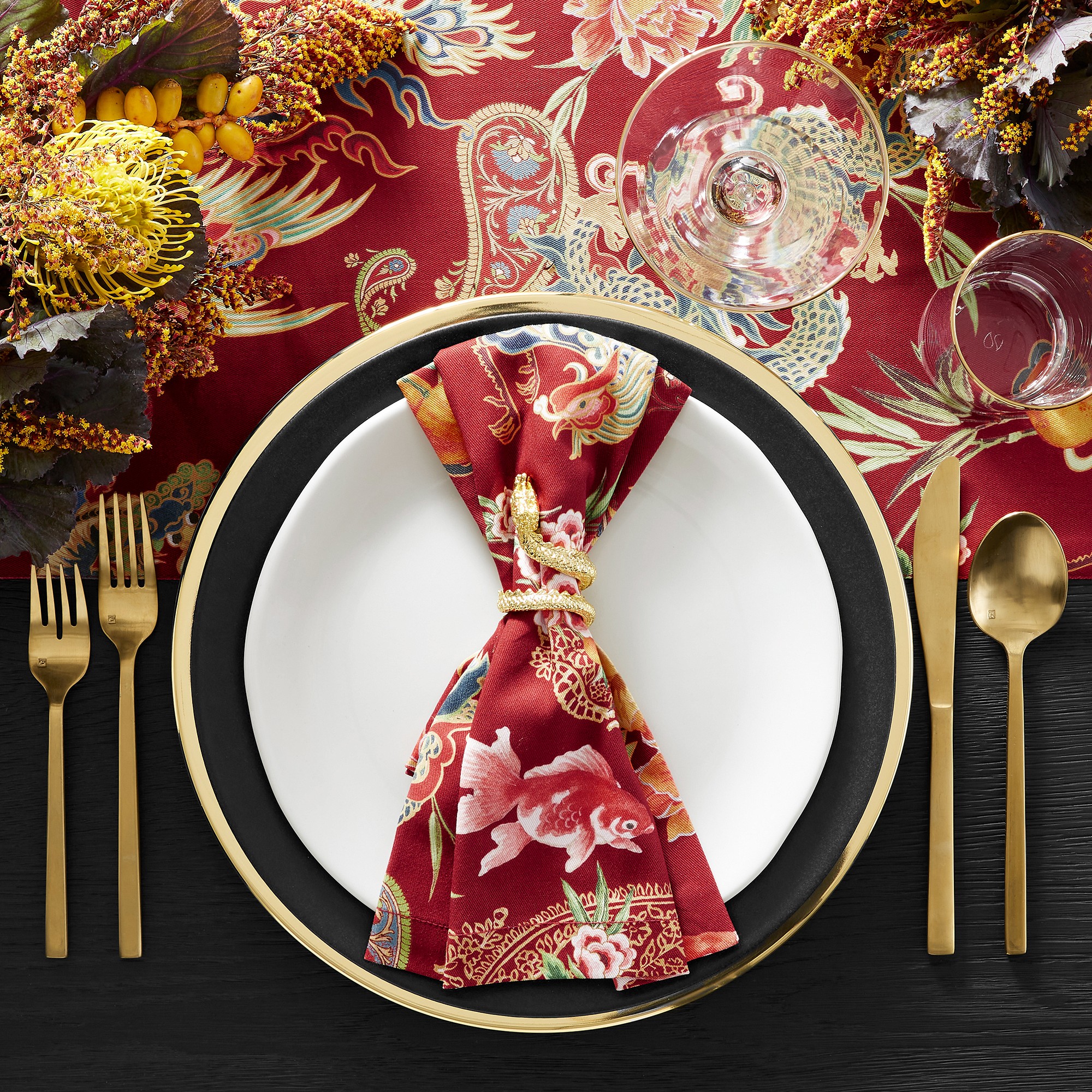 Apilco Reglisse Porcelain Dinner Plates, Set of 4