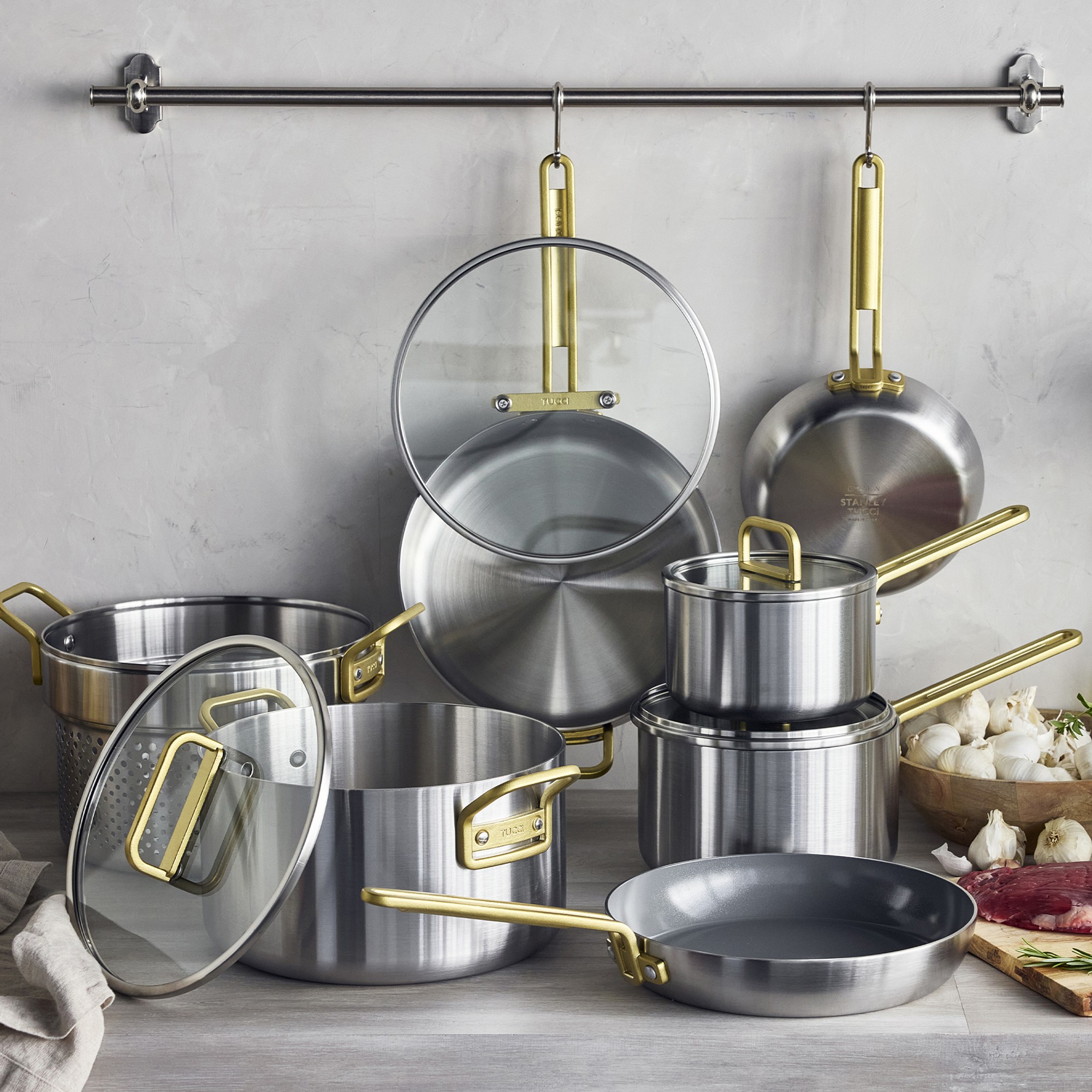 GreenPan™ Stanley Tucci™ Stainless-Steel Mixed Material 11-Piece Cookware Set