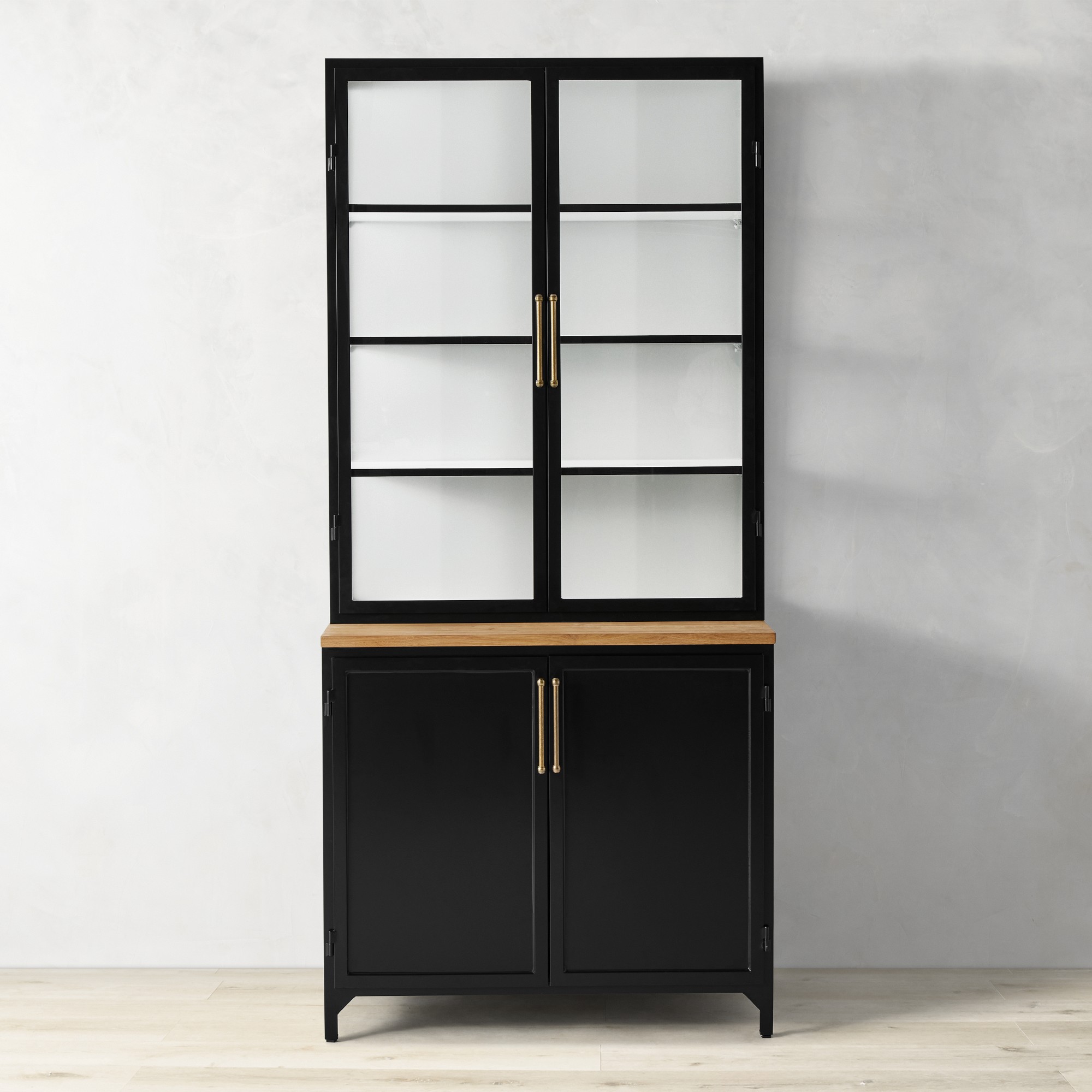 Colt 2- Door Glass Storage Cabinet with Counter (40