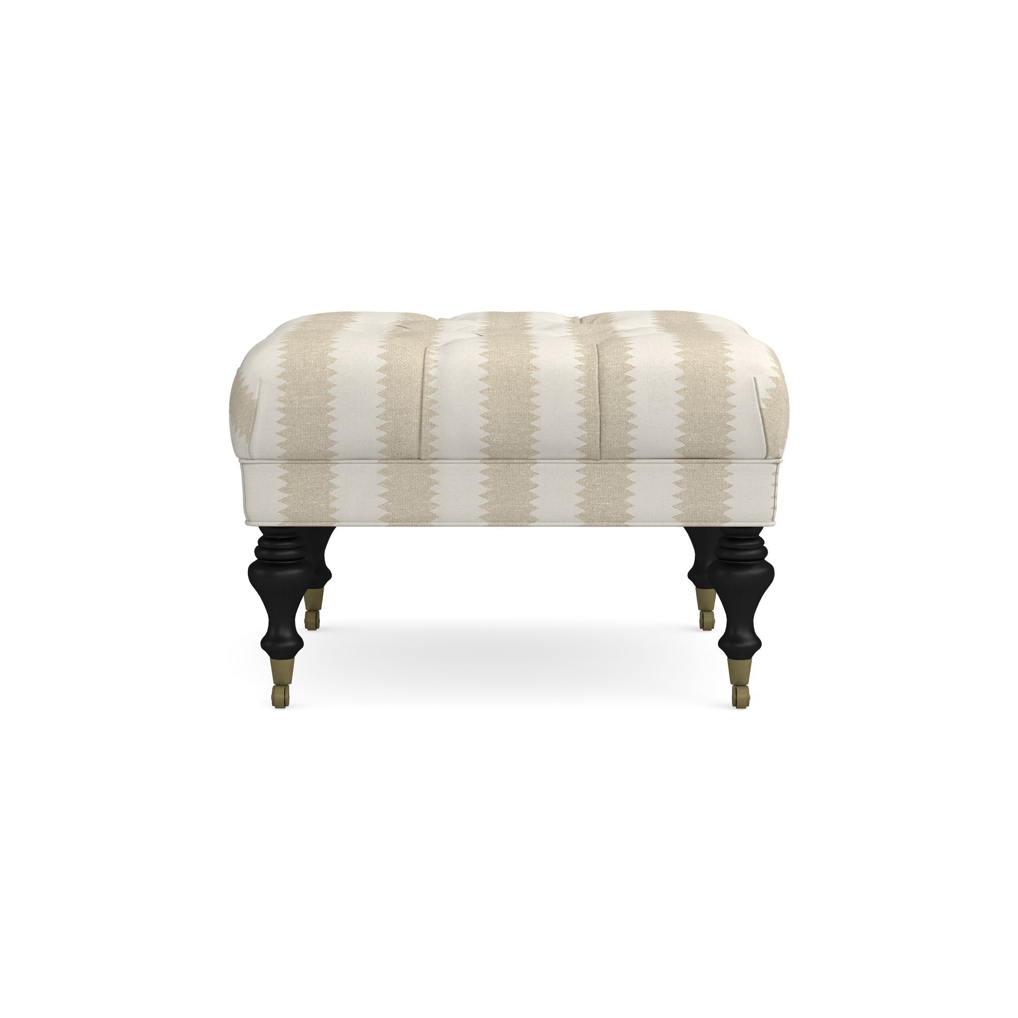 Fairfax Square Ottoman, Turned Leg with Tufted Top (26