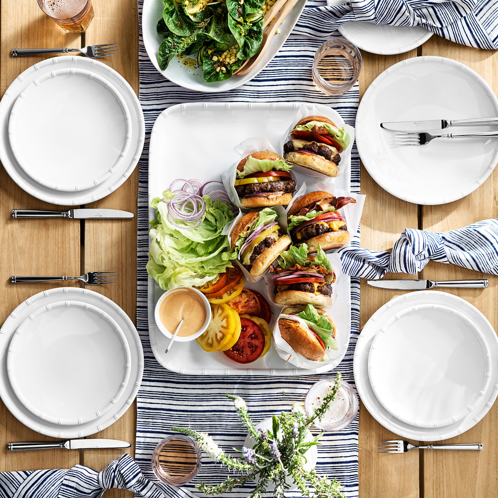 Pillivuyt Bamboo Porcelain Salad Plates, Set of 4