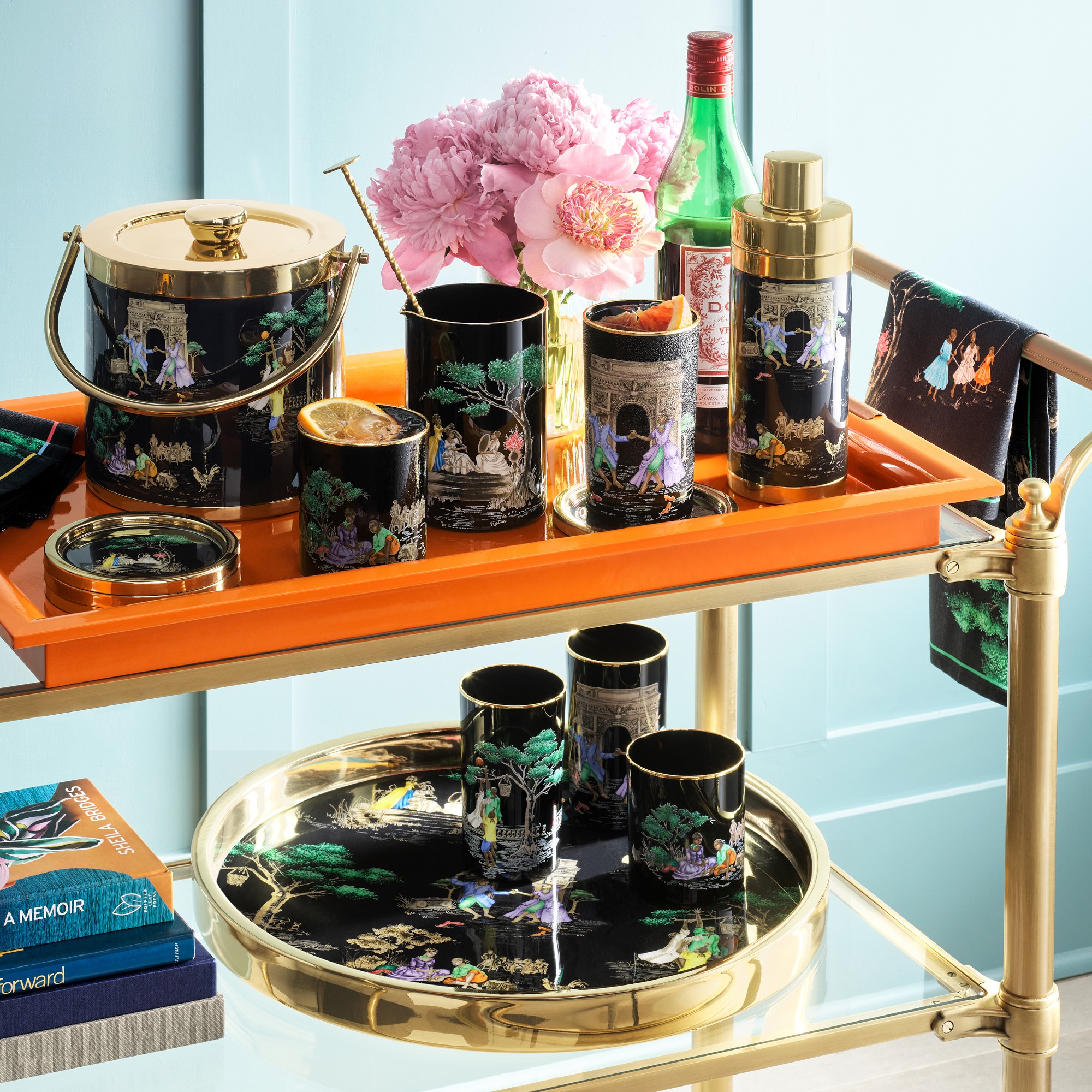 Sheila Bridges x Williams Sonoma Harlem Toile Double-Old Fashioned Glasses, Set of 2