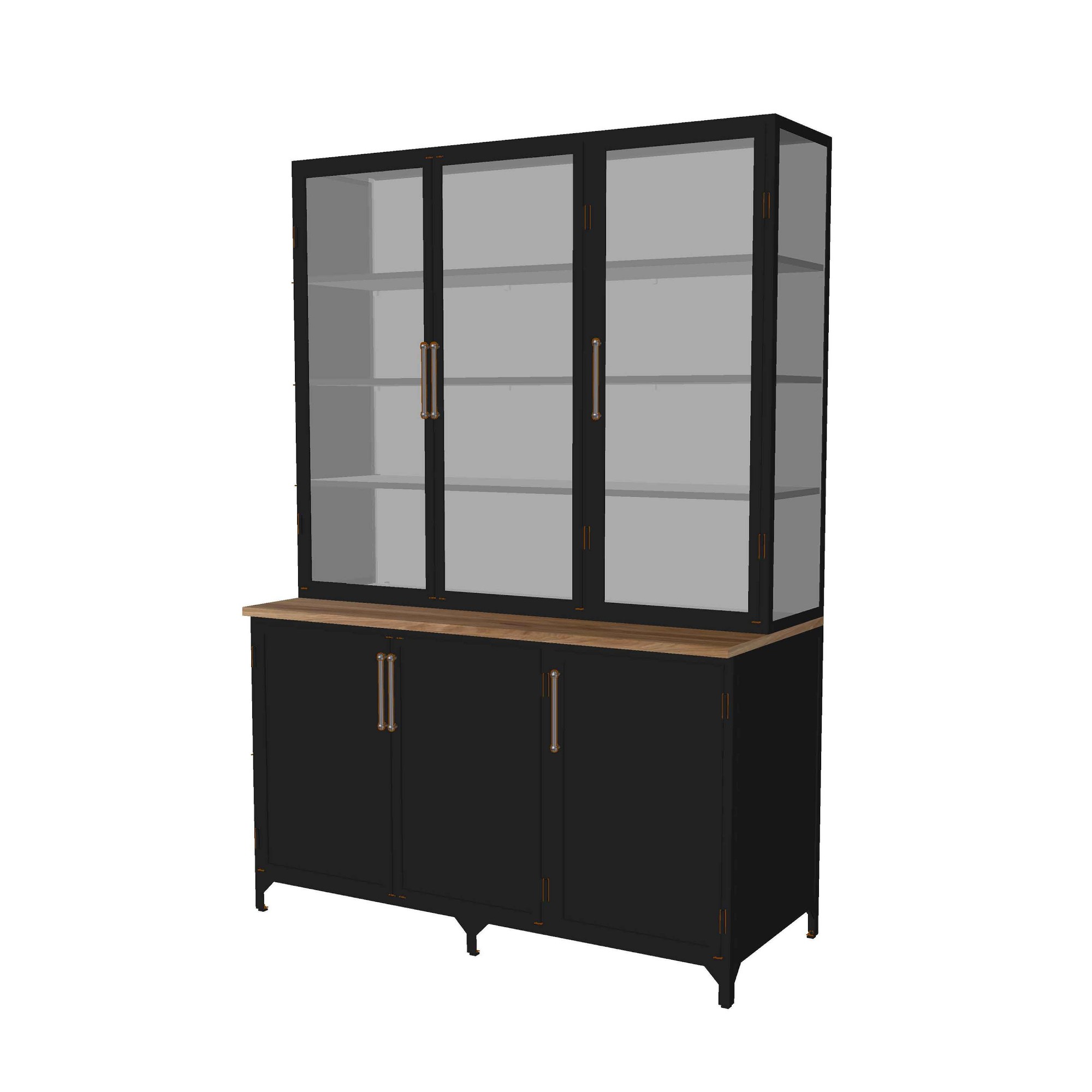 Colt 3- Door Glass Storage Cabinet with Counter (60