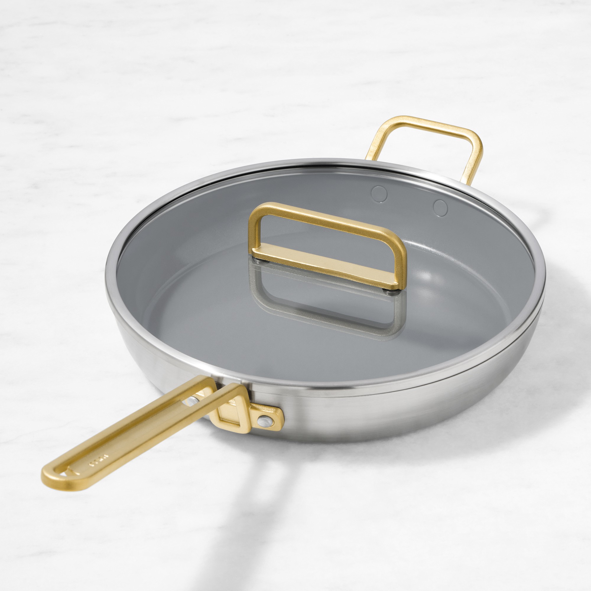 GreenPan™ Stanley Tucci™ Stainless-Steel Ceramic Nonstick Covered Fry Pan, 12