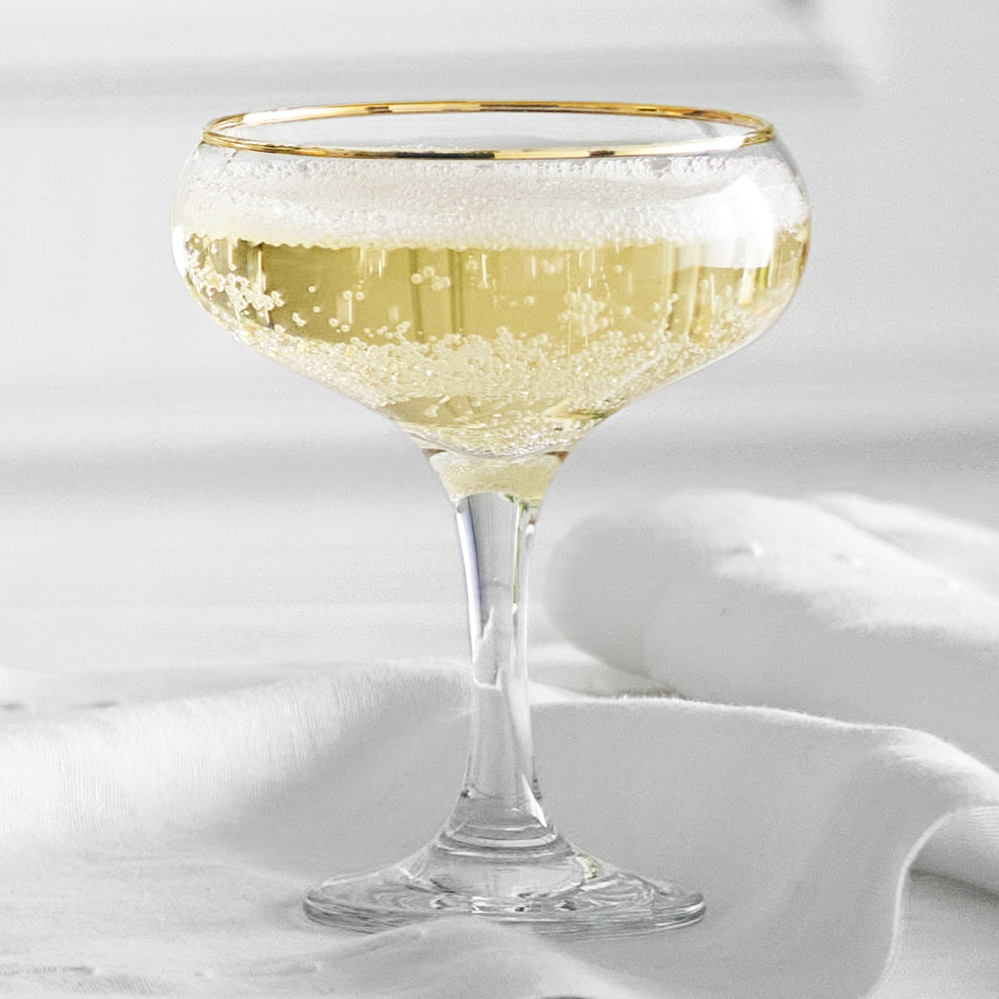 Gold Rim Champagne Coupe Glasses, Set of 4