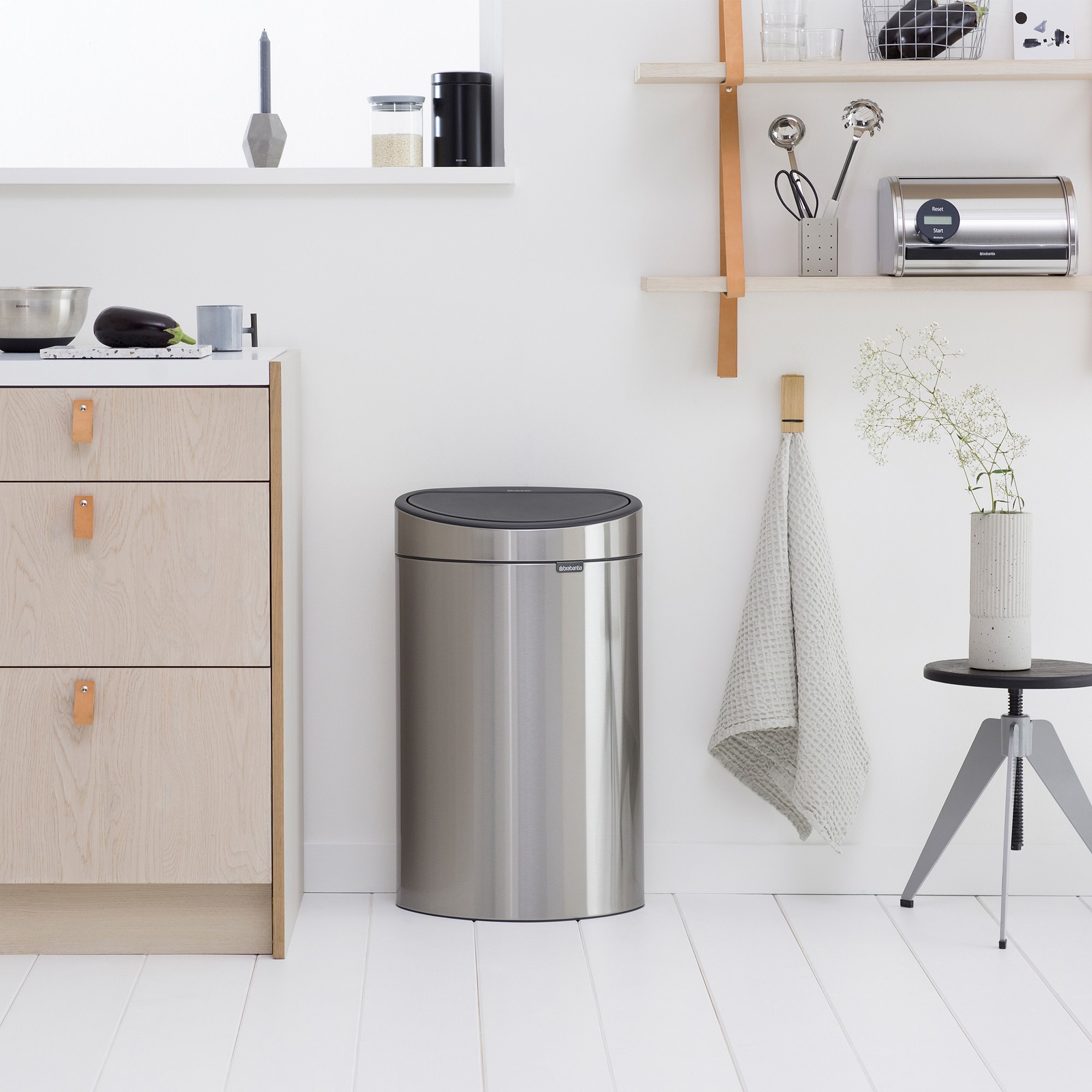 Brabantia Touch Top Trash Can, 10.6 Gallon