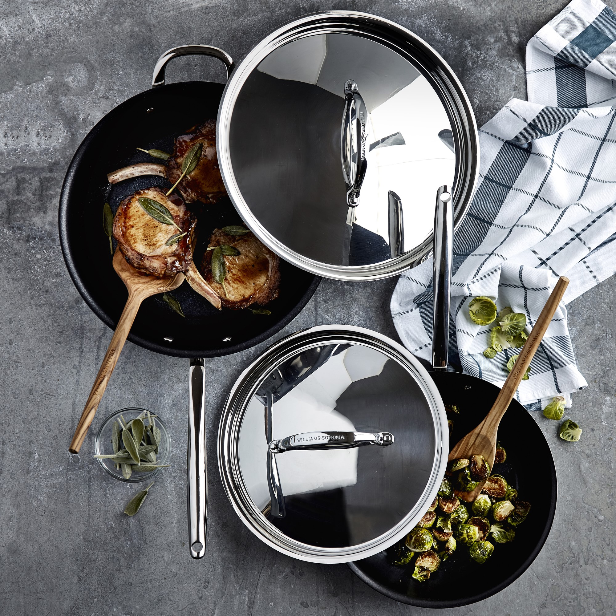 Williams Sonoma Signature Thermo-Clad™ Stainless-Steel Nonstick Covered Fry Pan