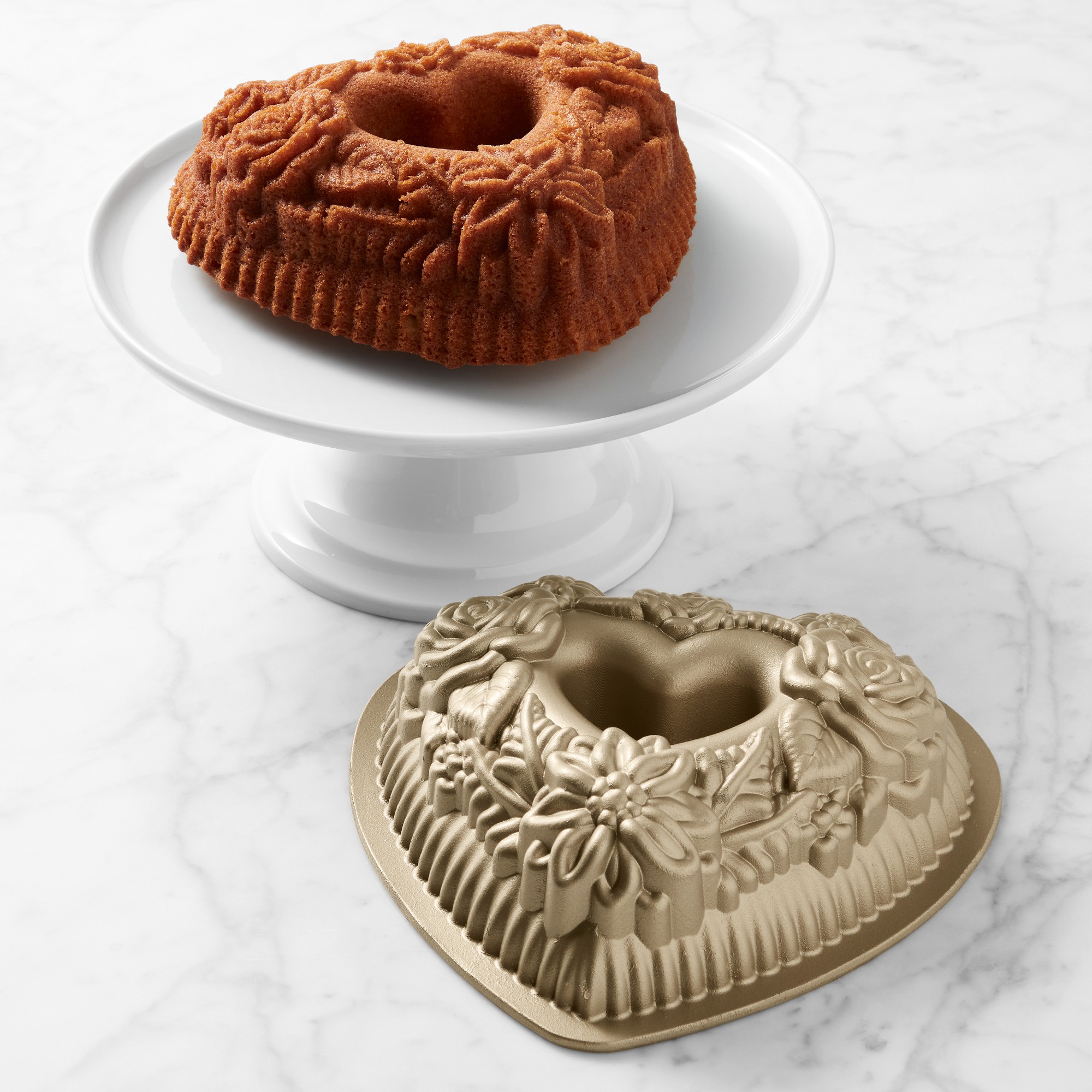 Nordic Ware Nonstick Cast Aluminum Floral Heart Bundt® Pan