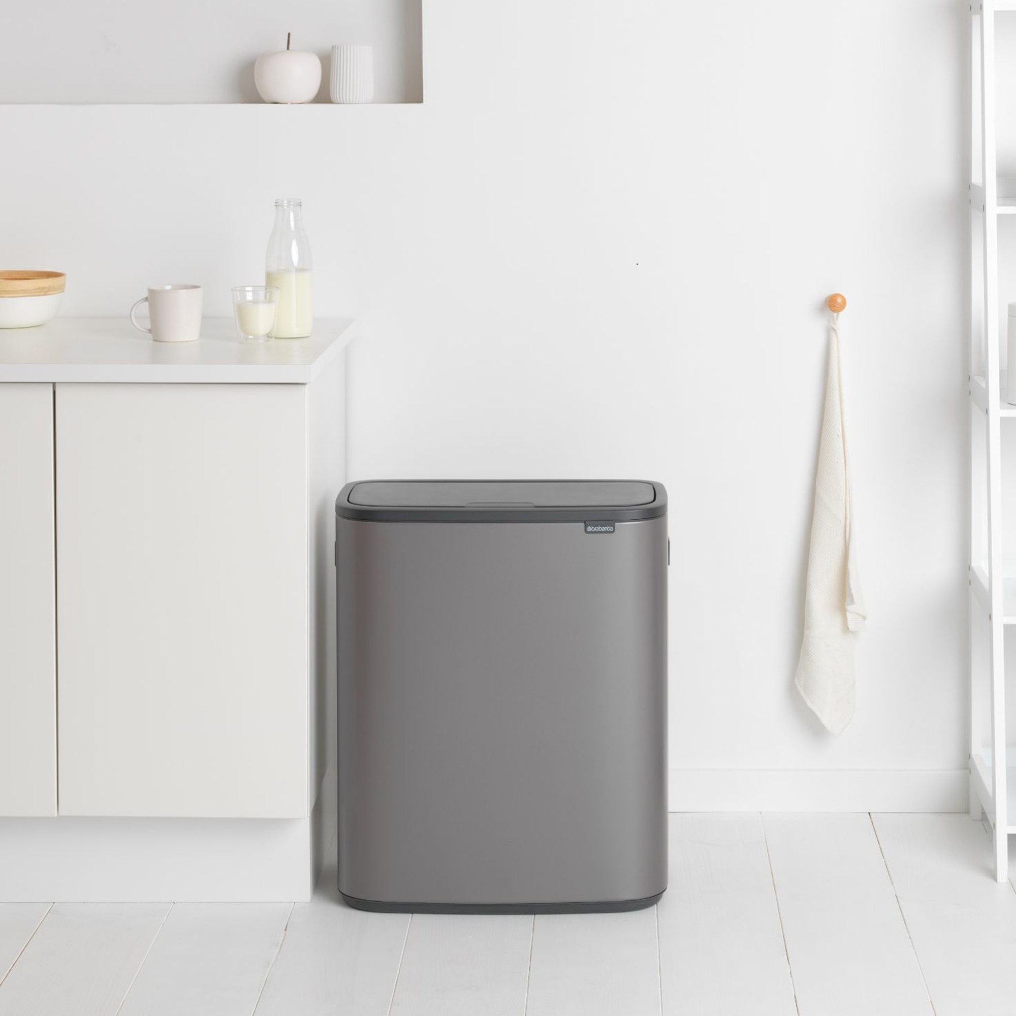 Brabantia Bo Touch Top Dual Compartment Recycling Trash Can, 2 x 8 Gallon