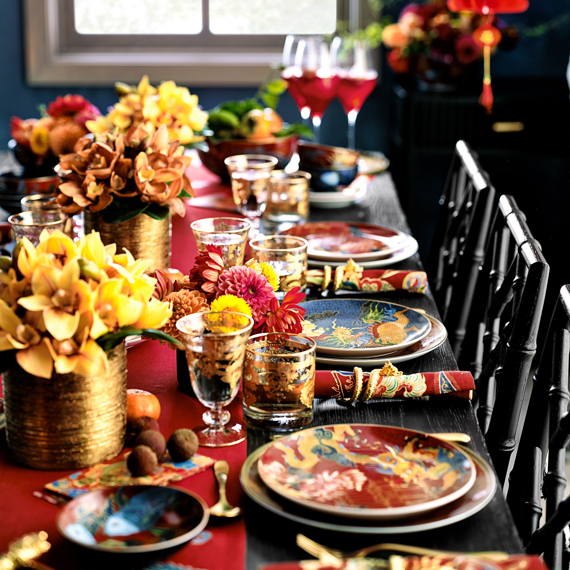 Gold Dragon Double Old-Fashioned Glasses