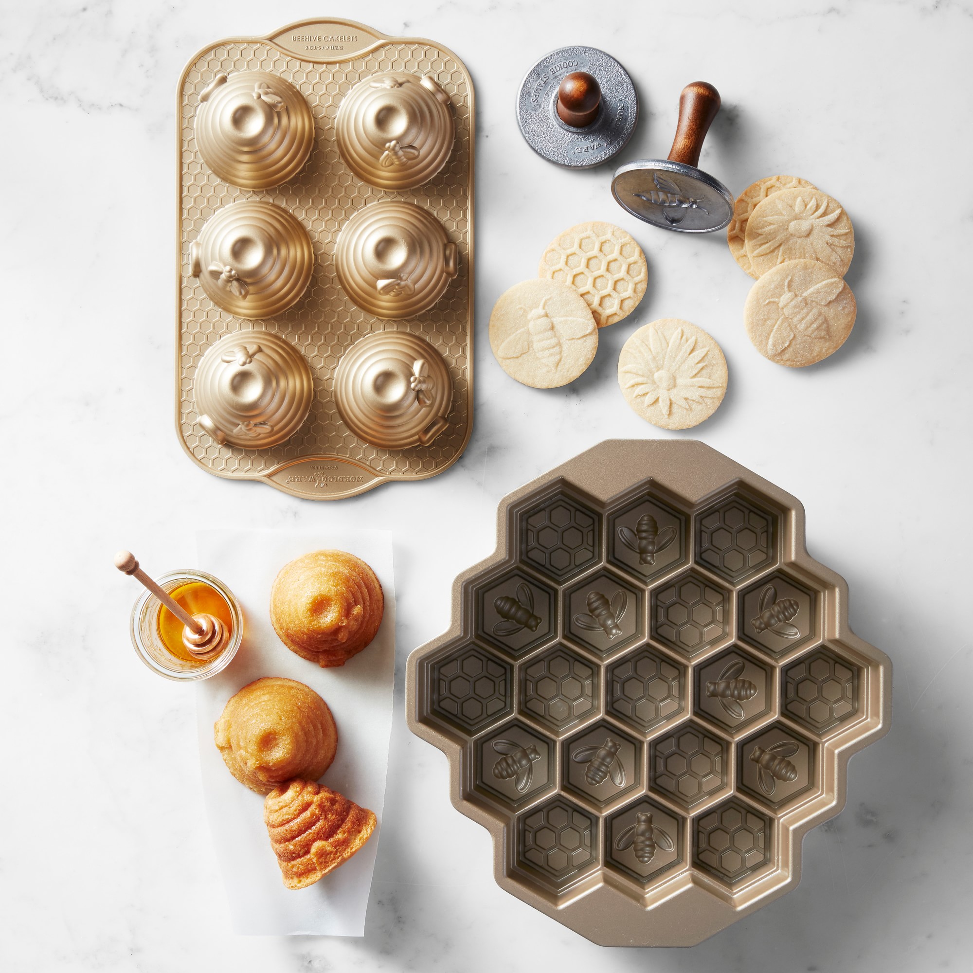 Nordic Ware Cast Aluminum Honey Bee Cookie Stamps, Set of 3