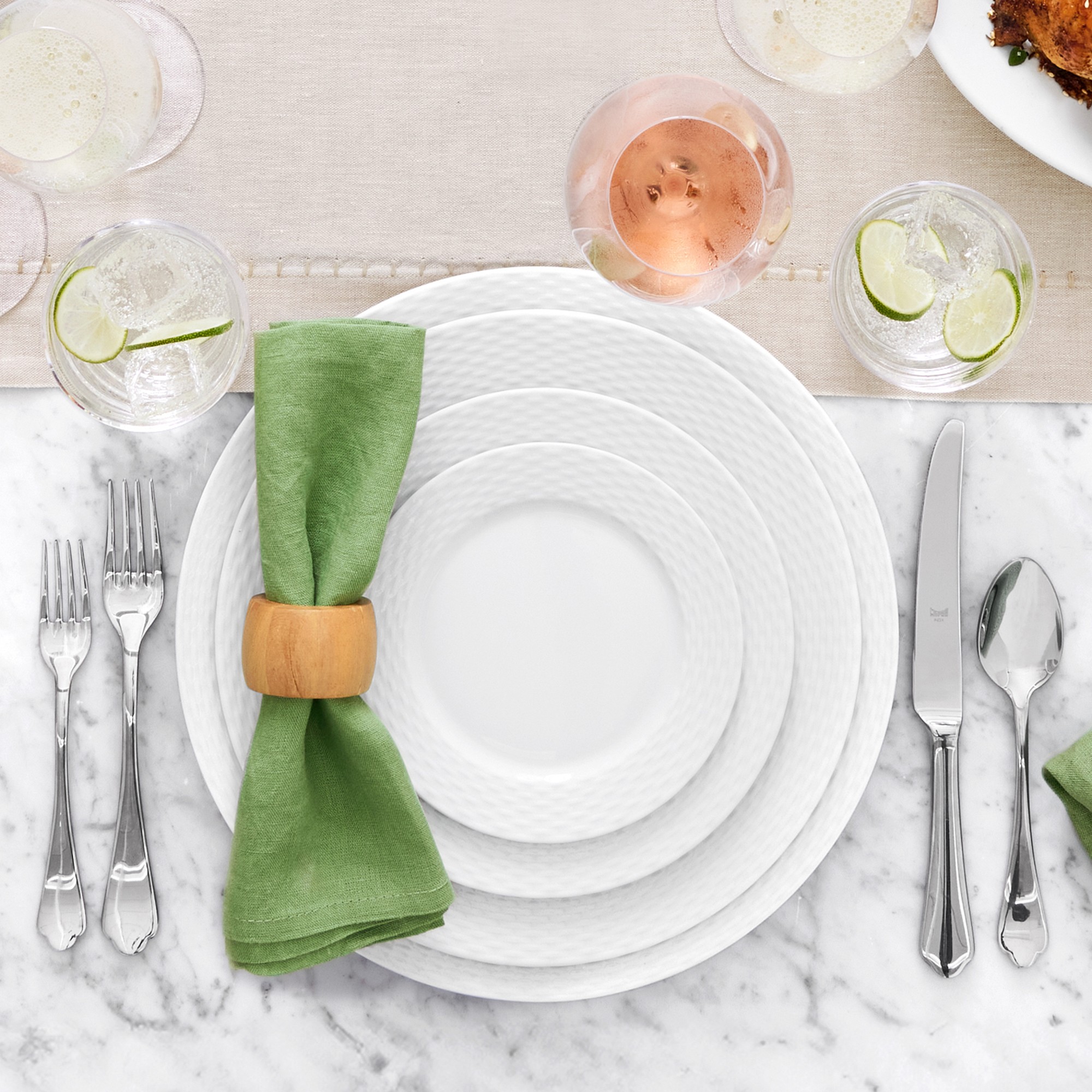 Pillivuyt Basketweave Porcelain Bread & Butter Plates, Set of 4