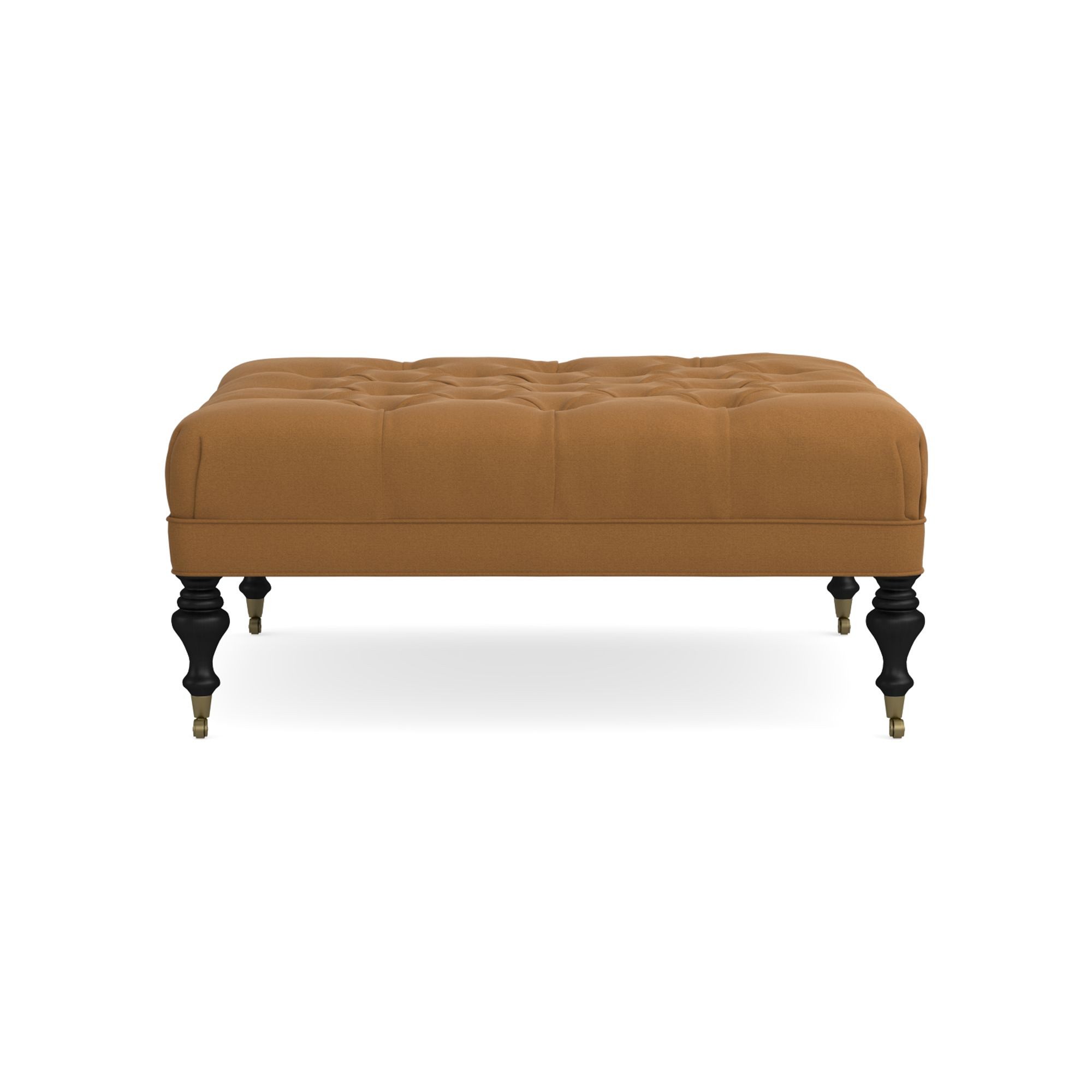 Fairfax Square Ottoman, Turned Leg with Tufted Top (26