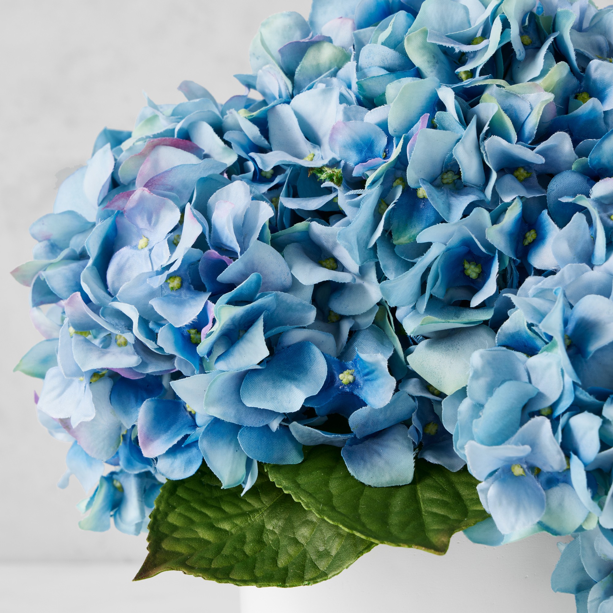 AERIN Real Touch Faux Blue Hydrangea Arrangement in White Pot