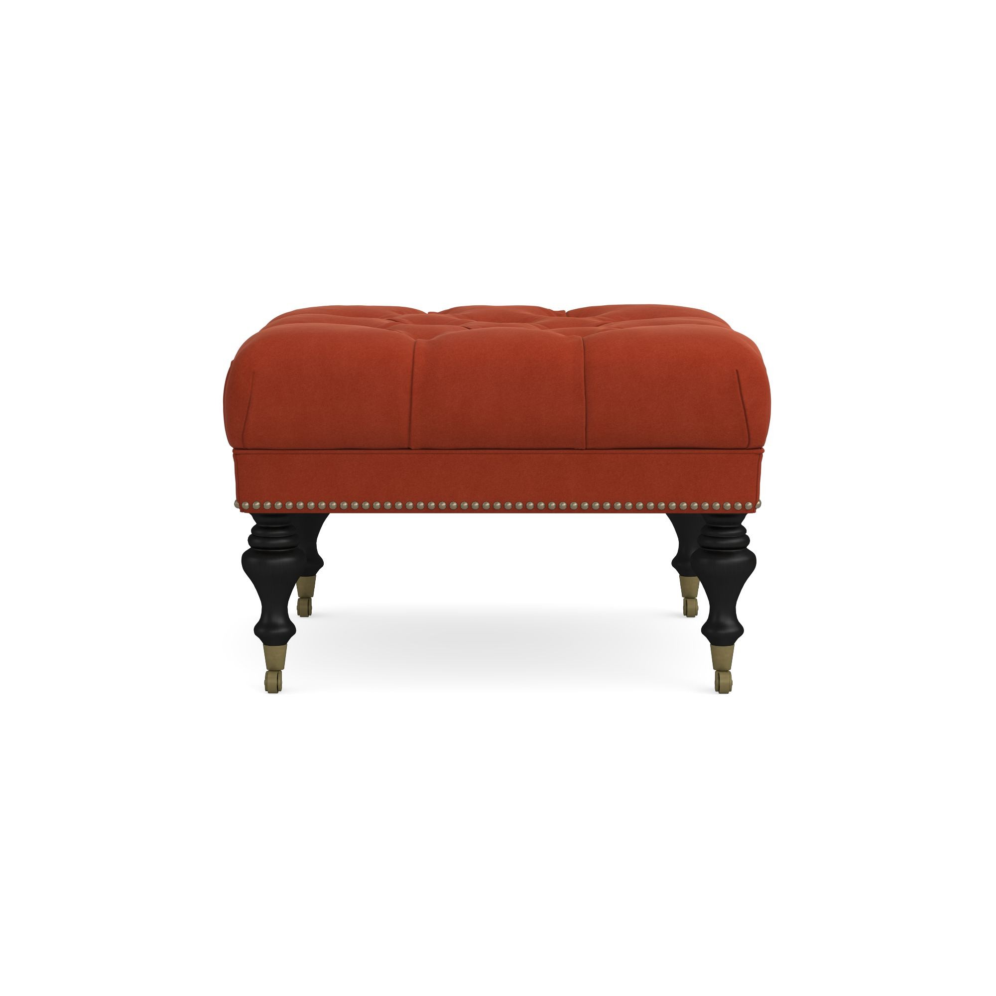 Fairfax Square Ottoman, Turned Leg with Tufted Top (26