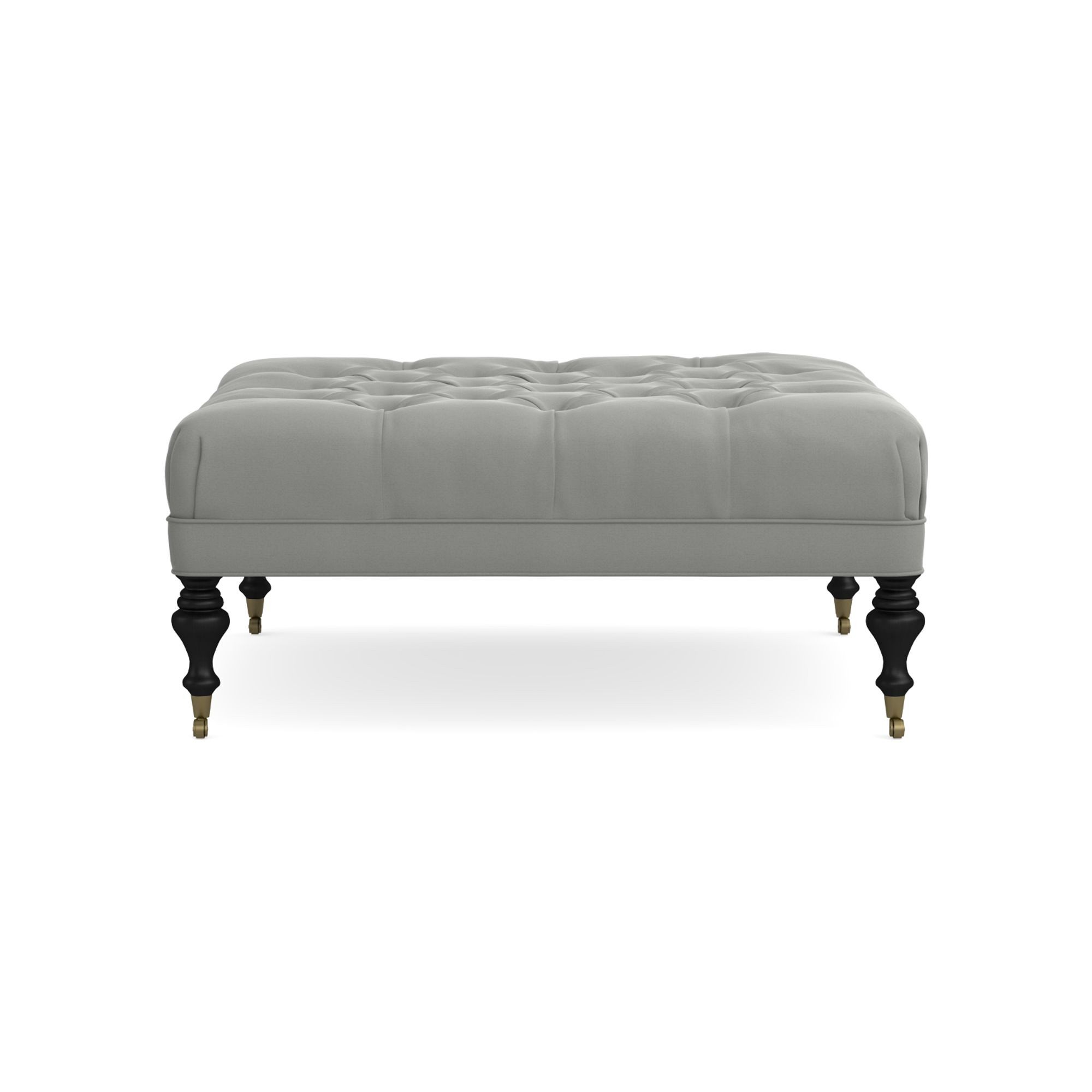 Fairfax Square Ottoman, Turned Leg with Tufted Top (26
