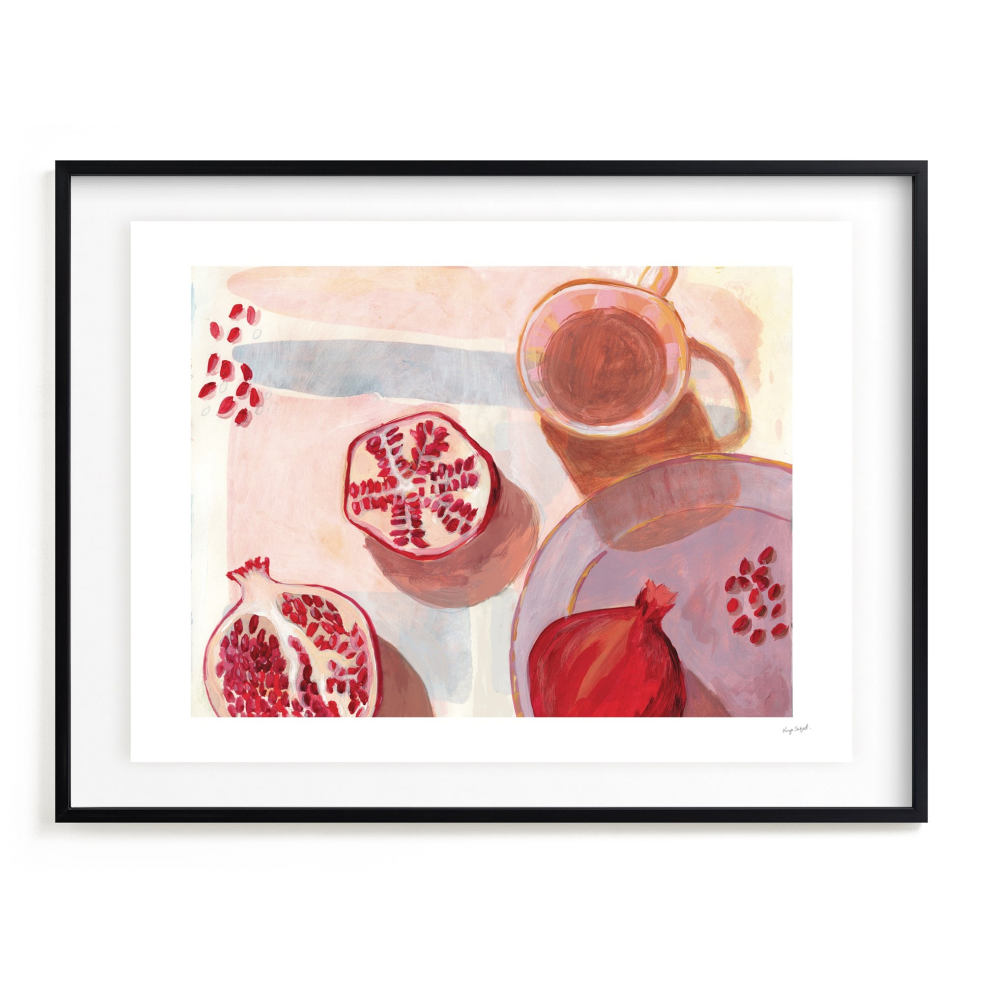 Pomegranate Flatlay Study Limited Edition Kitchen Art by Minted